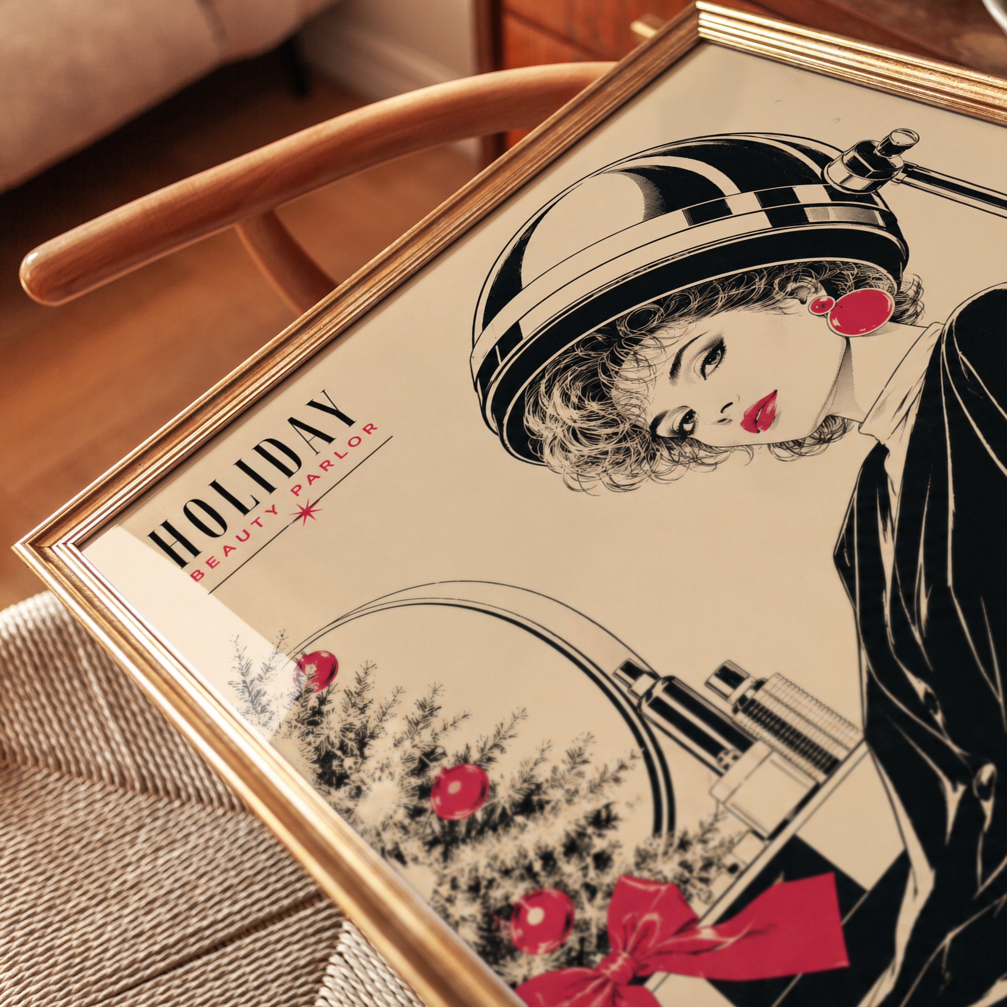 Vintage Beauty Salon Poster: Retro Fashion Art Print - detail