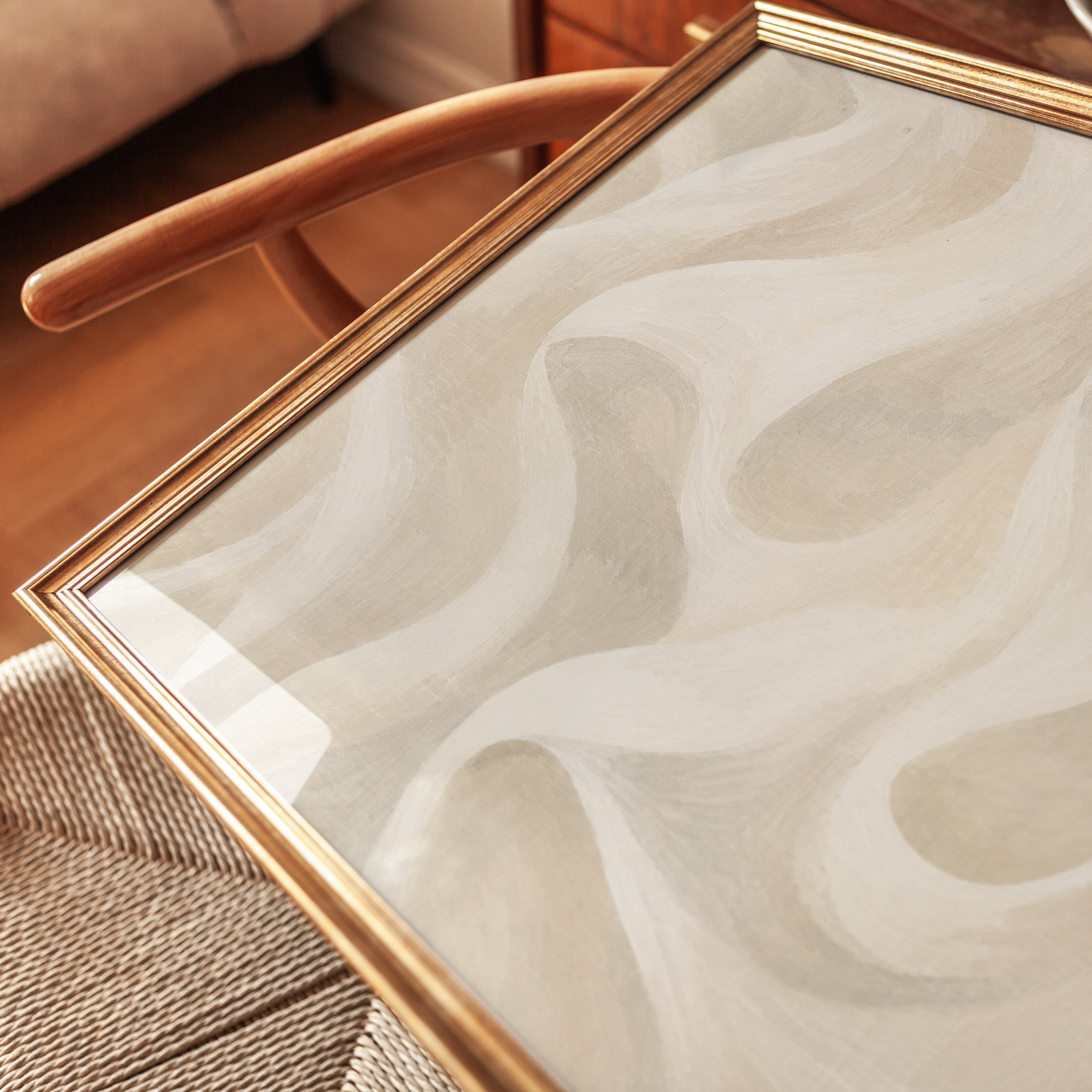 Neutral Abstract Wall Art – Wavy Modern Print - detail