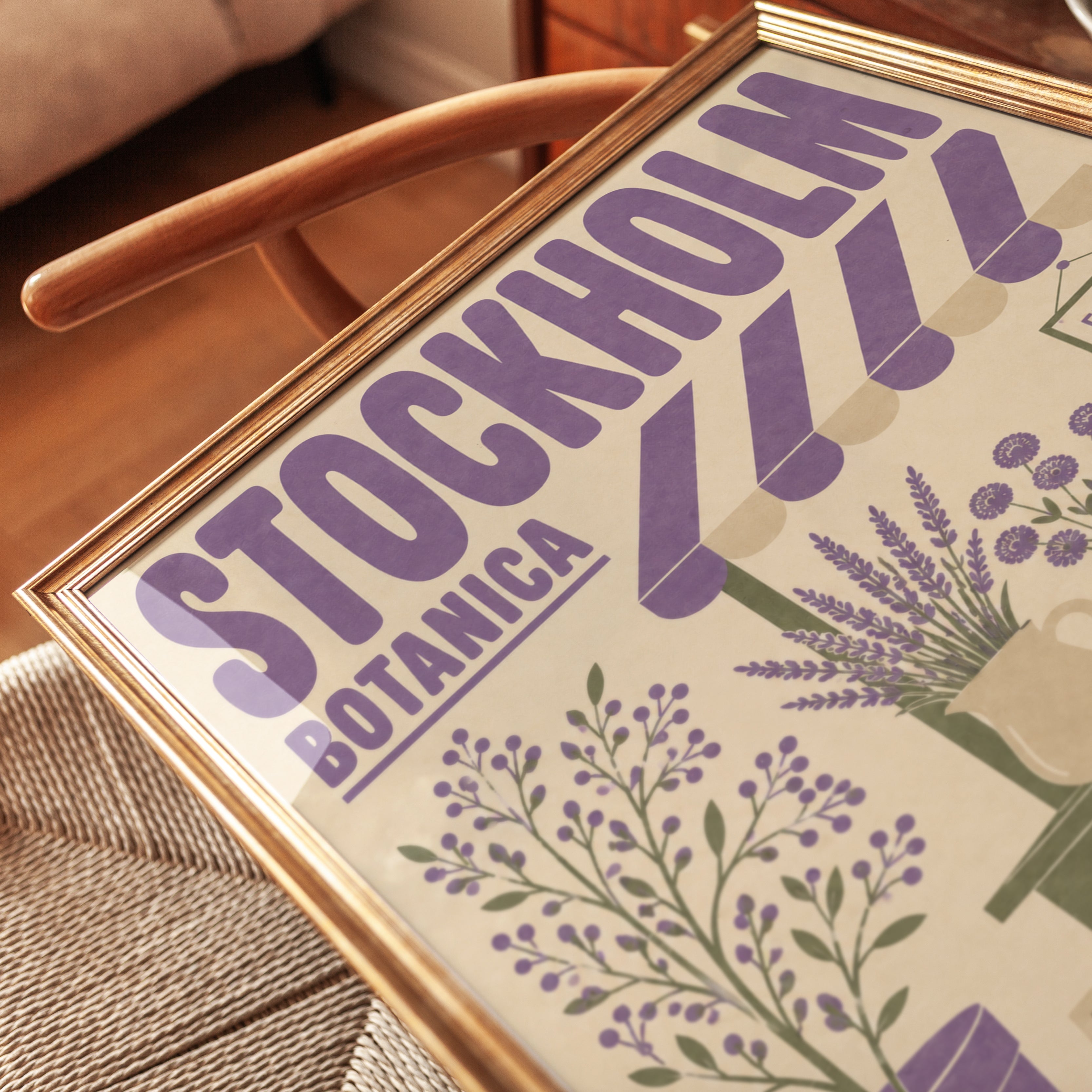 Stockholm Botanica Print: Vintage Scandinavian Flower Market Art - detail