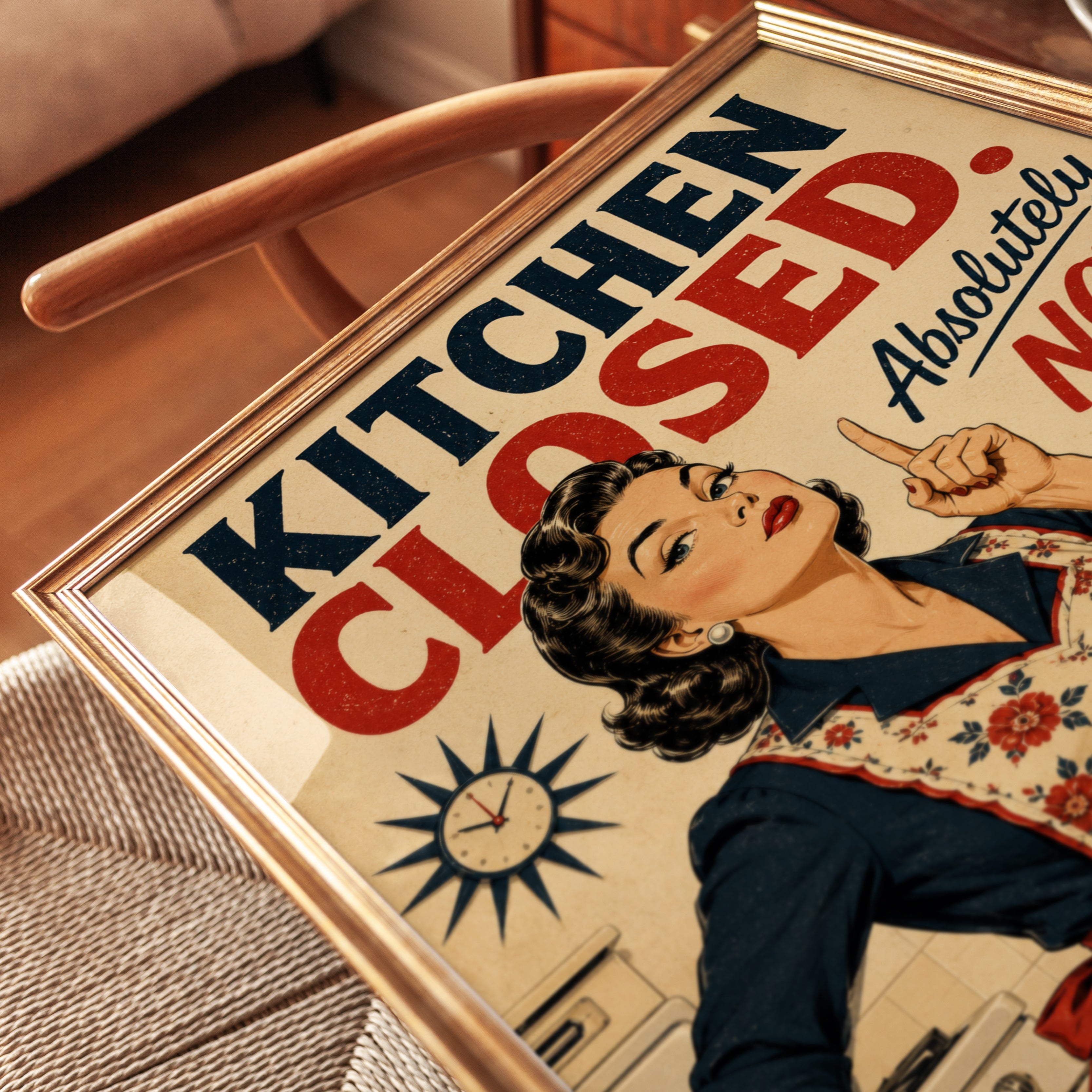 Retro Kitchen Wall Art – Vintage Humor Print - detail