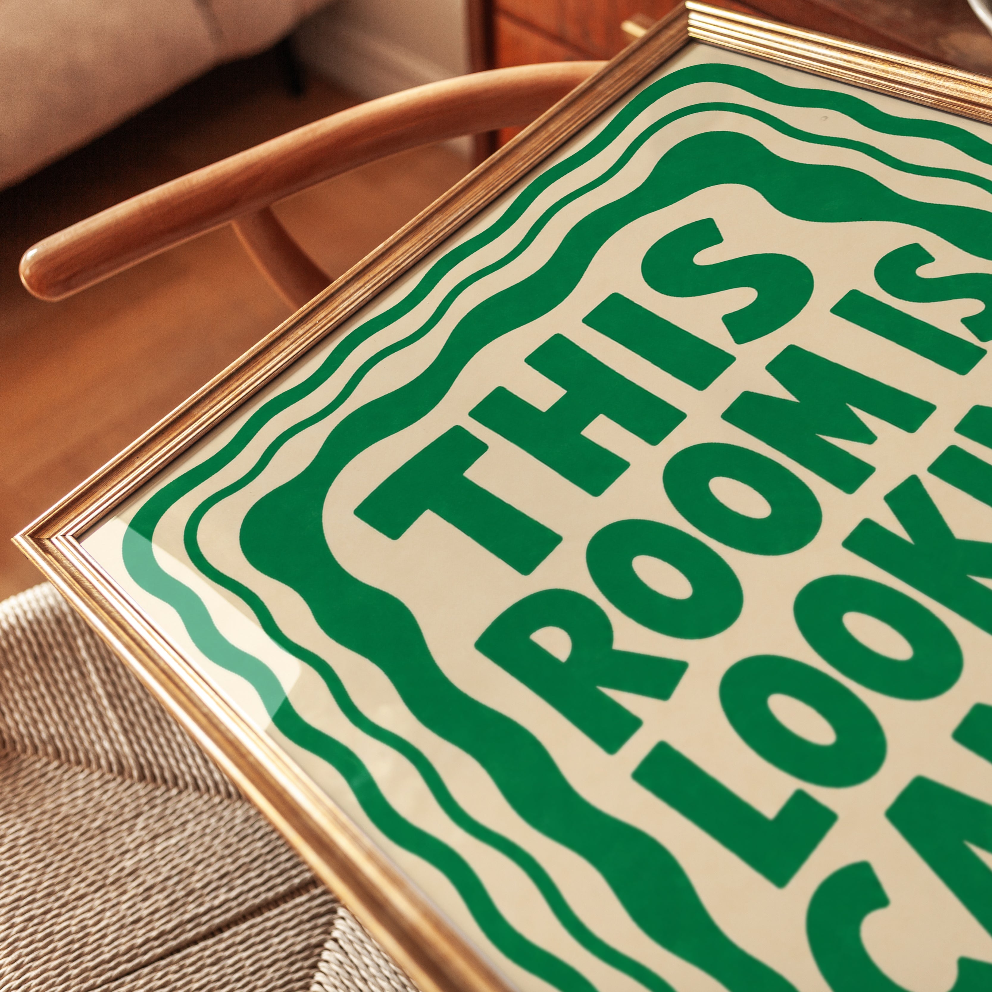 Wavy Retro Typography Print - detail