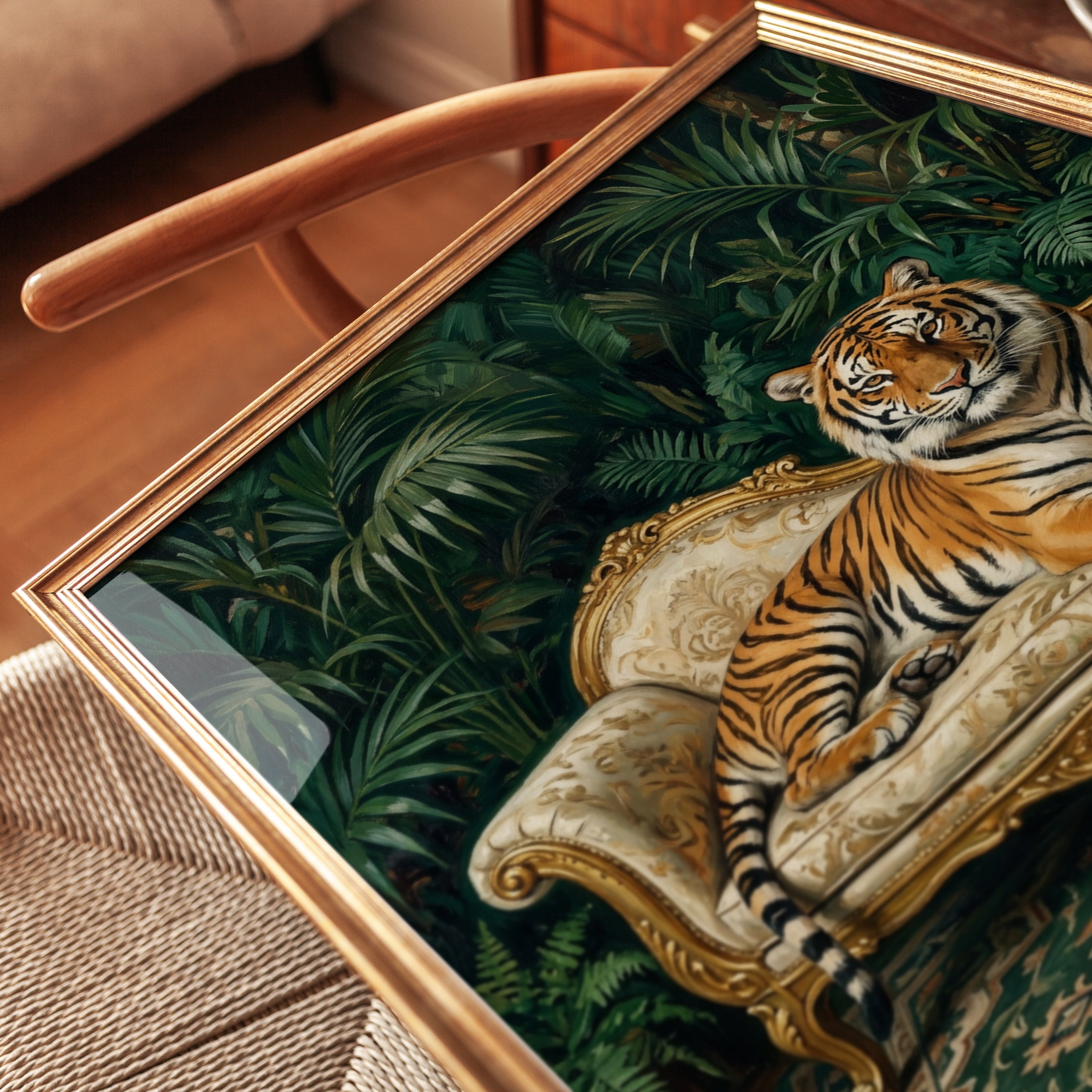 Tiger Portrait Print — Regal Jungle Maximalist Art - detail