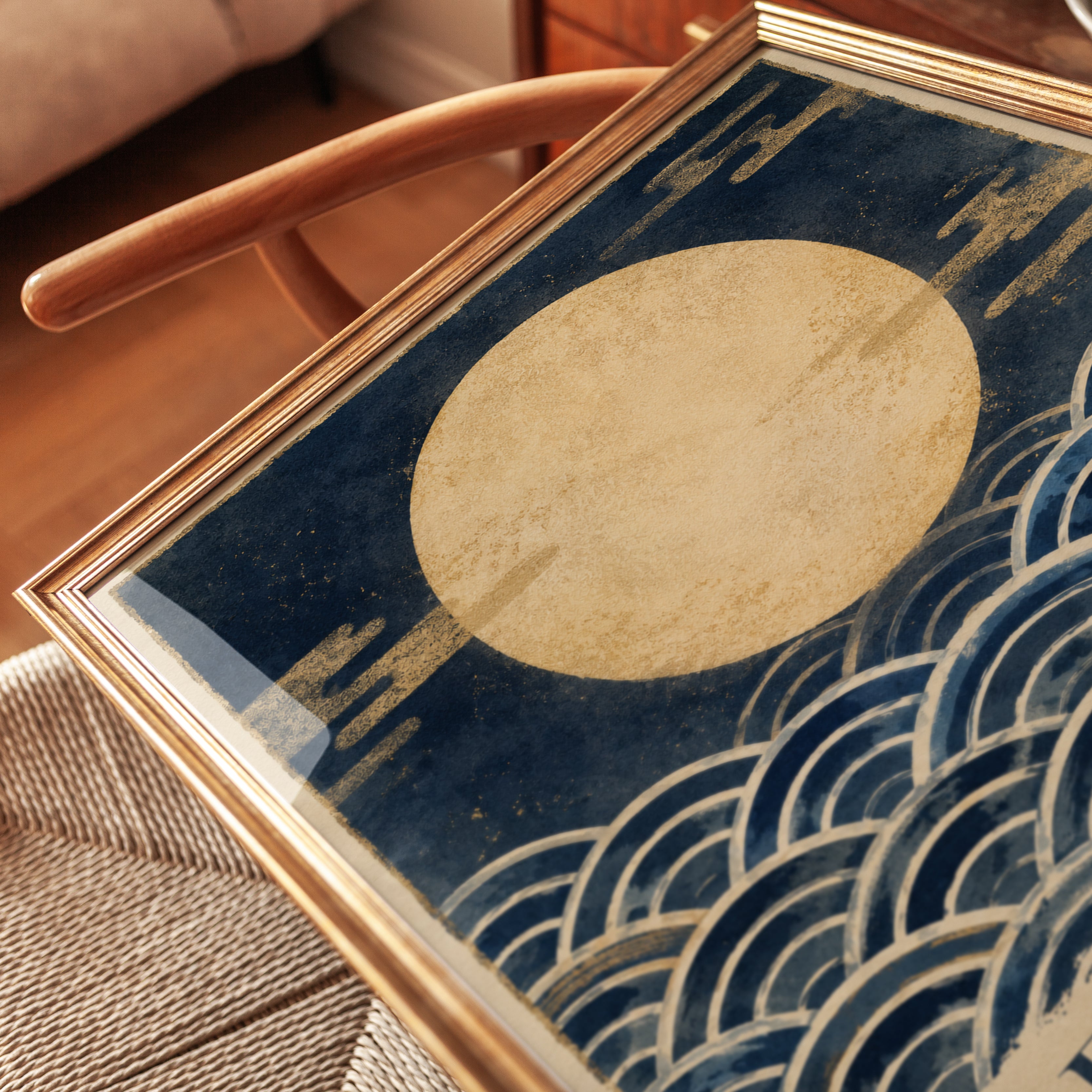 Japanese Moon Wave Print - detail