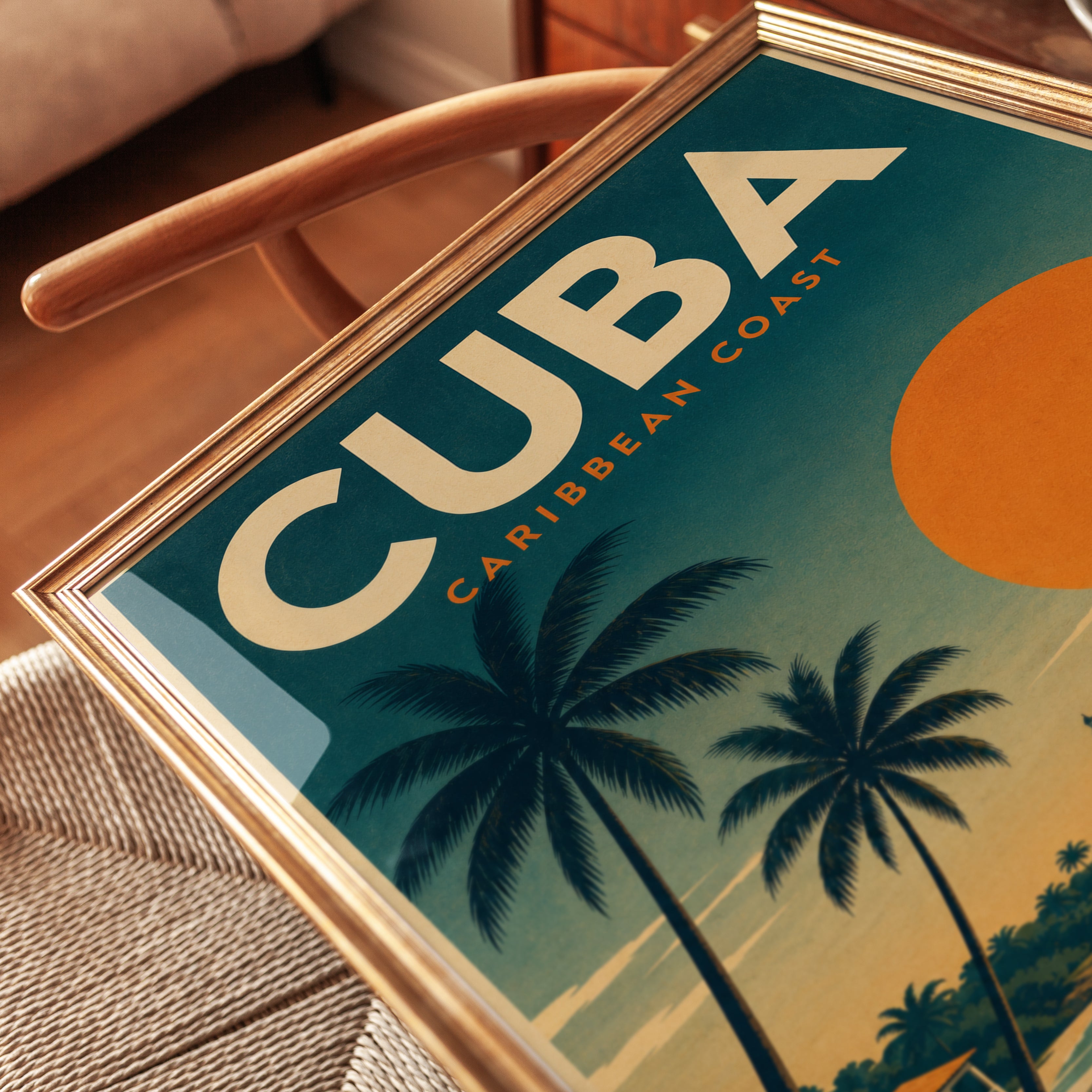 Cuba Travel Poster – Vintage Caribbean Wall Art - detail