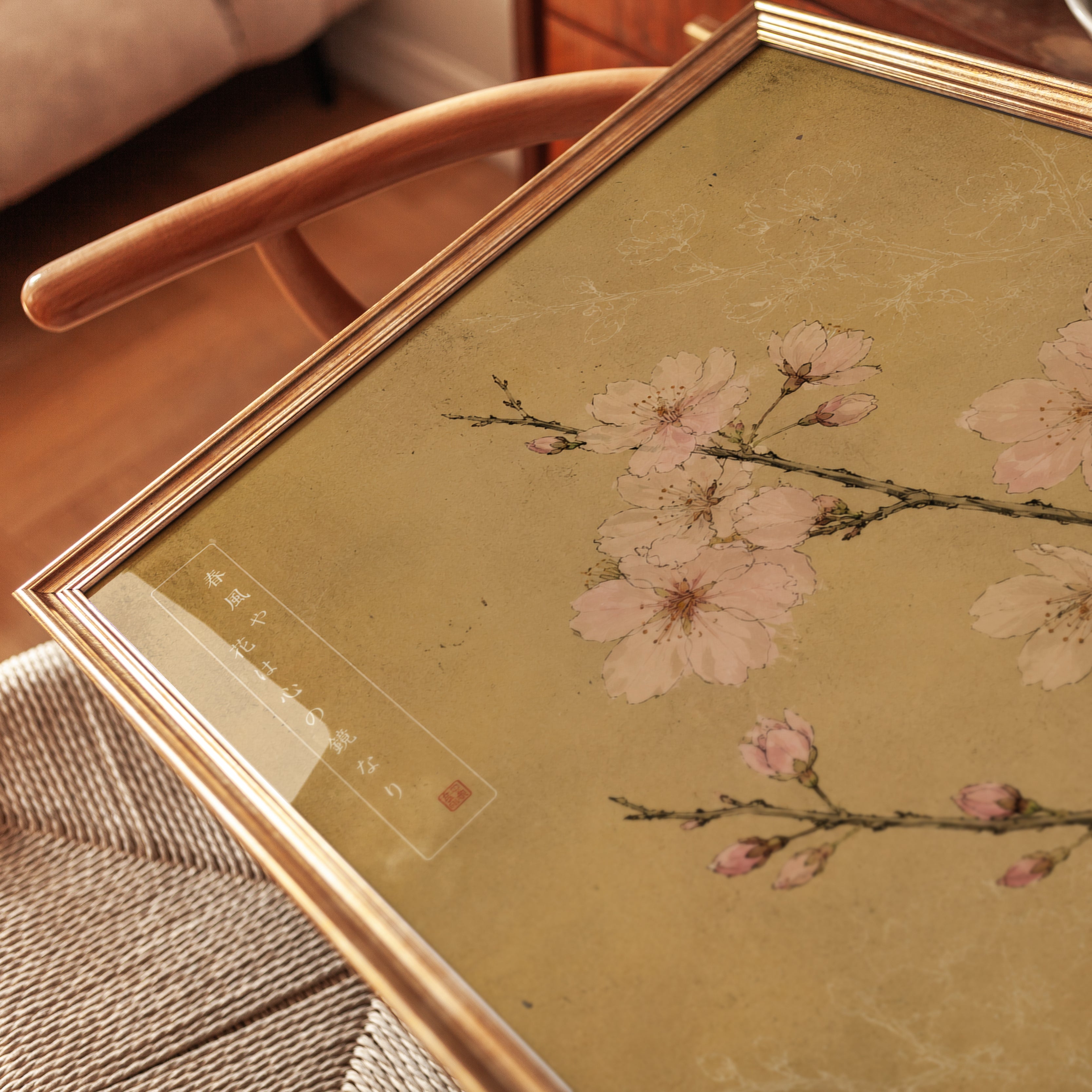 Cherry Blossom Art Print — Japanese Sakura Painting - detail