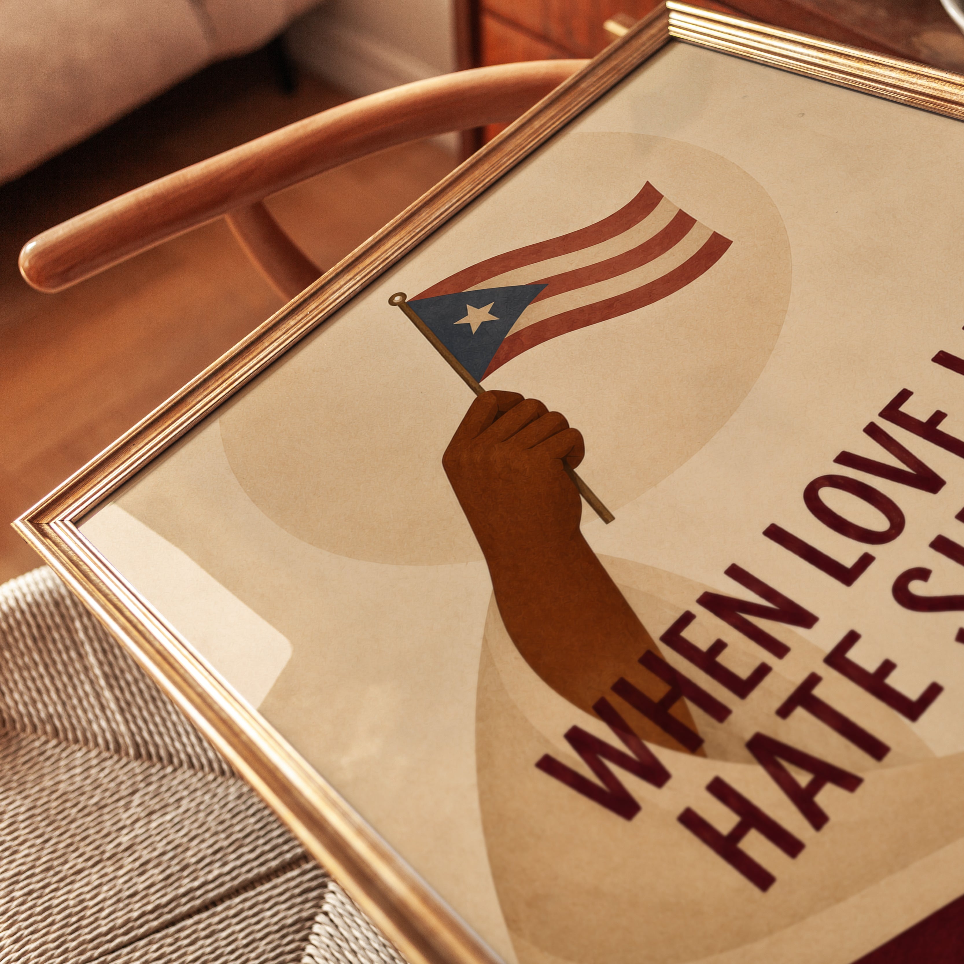 Puerto Rican Flag Protest Poster: Vintage Social Justice Art - detail