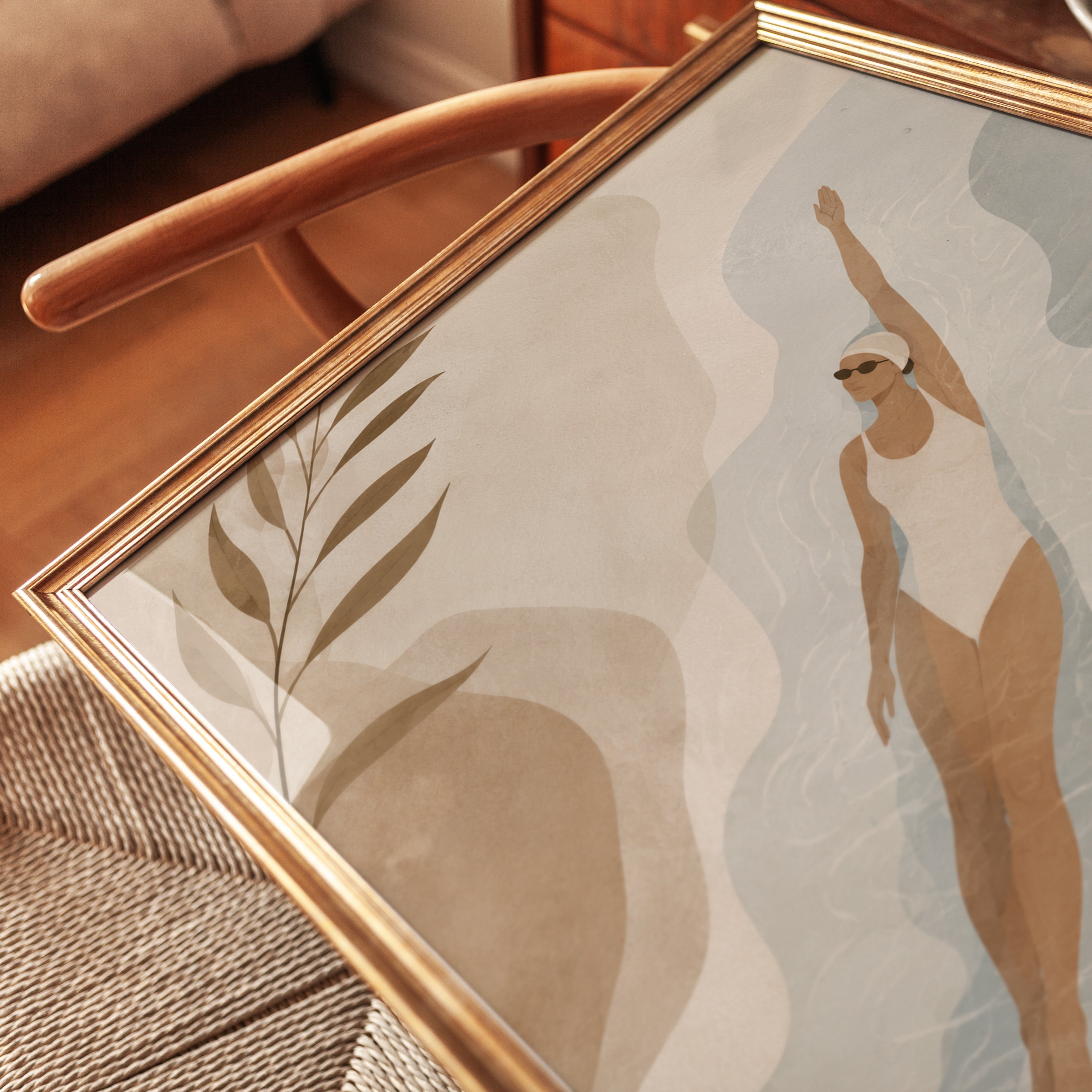 Swimmer Wall Art – Abstract Woman Print - detail