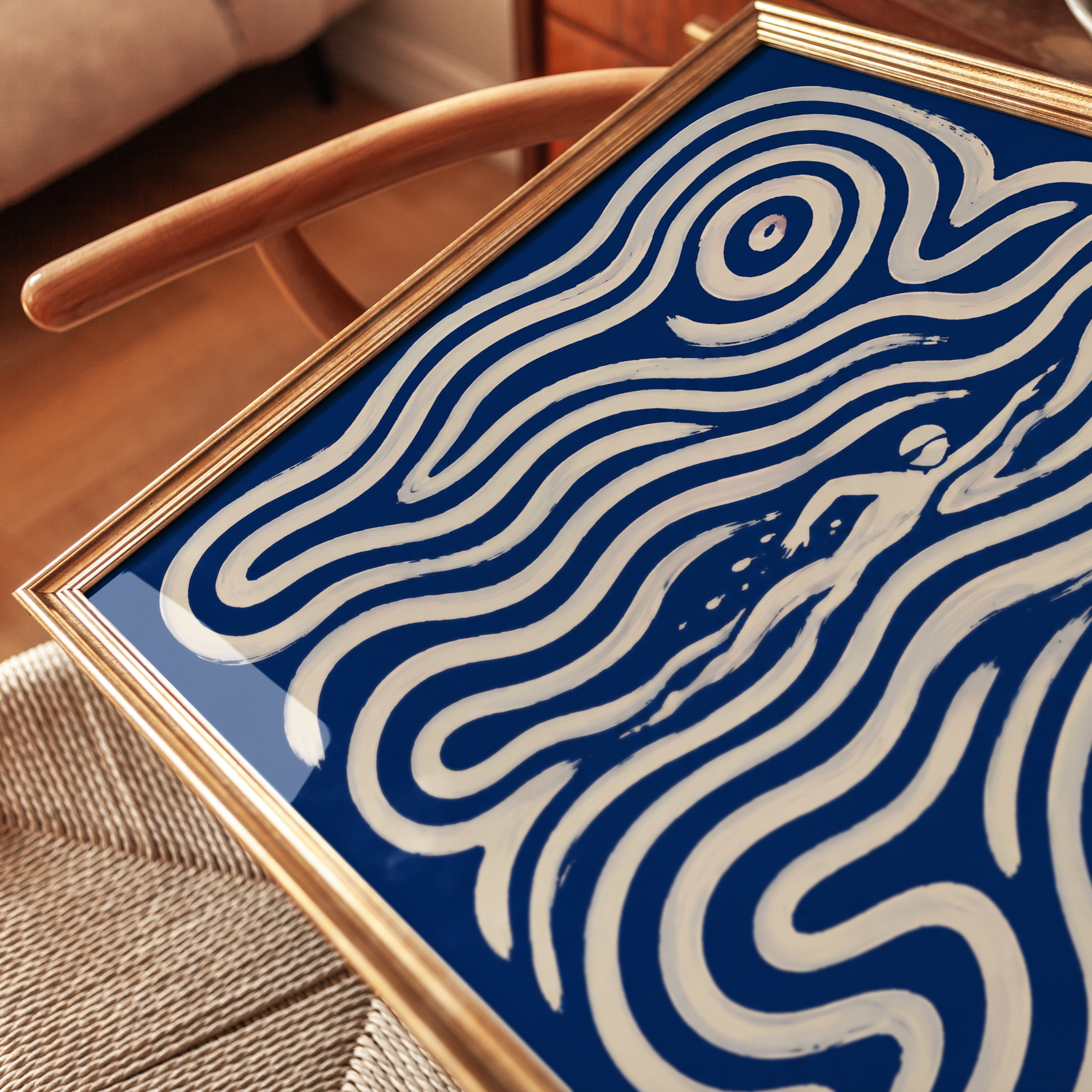 Swimming Wall Art – Retro Swimmer Print - detail