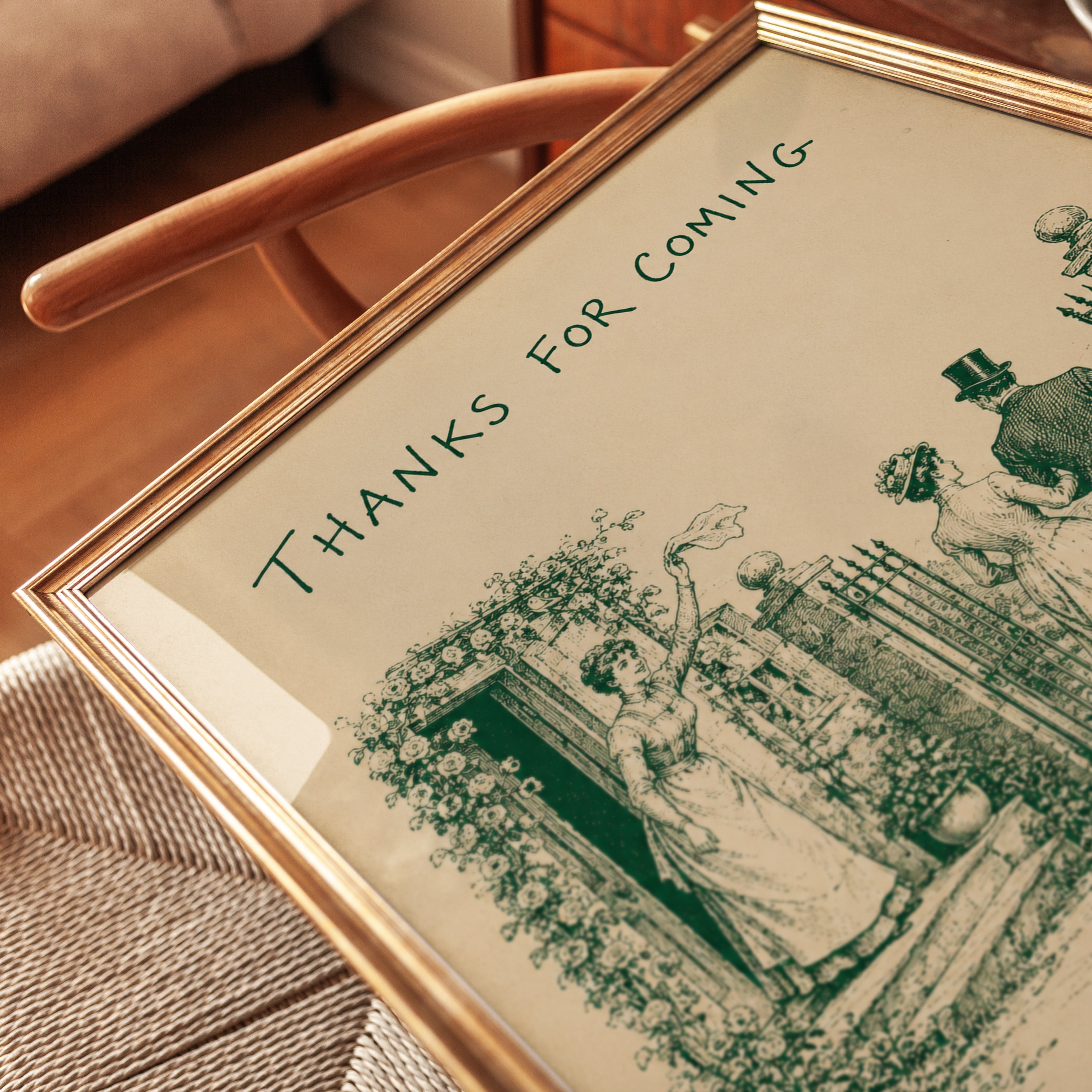 Vintage Wall Art Print: Victorian Garden Scene - detail