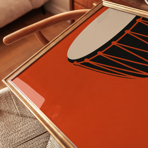 African Drum Wall Art – Music Instrument Print - detail