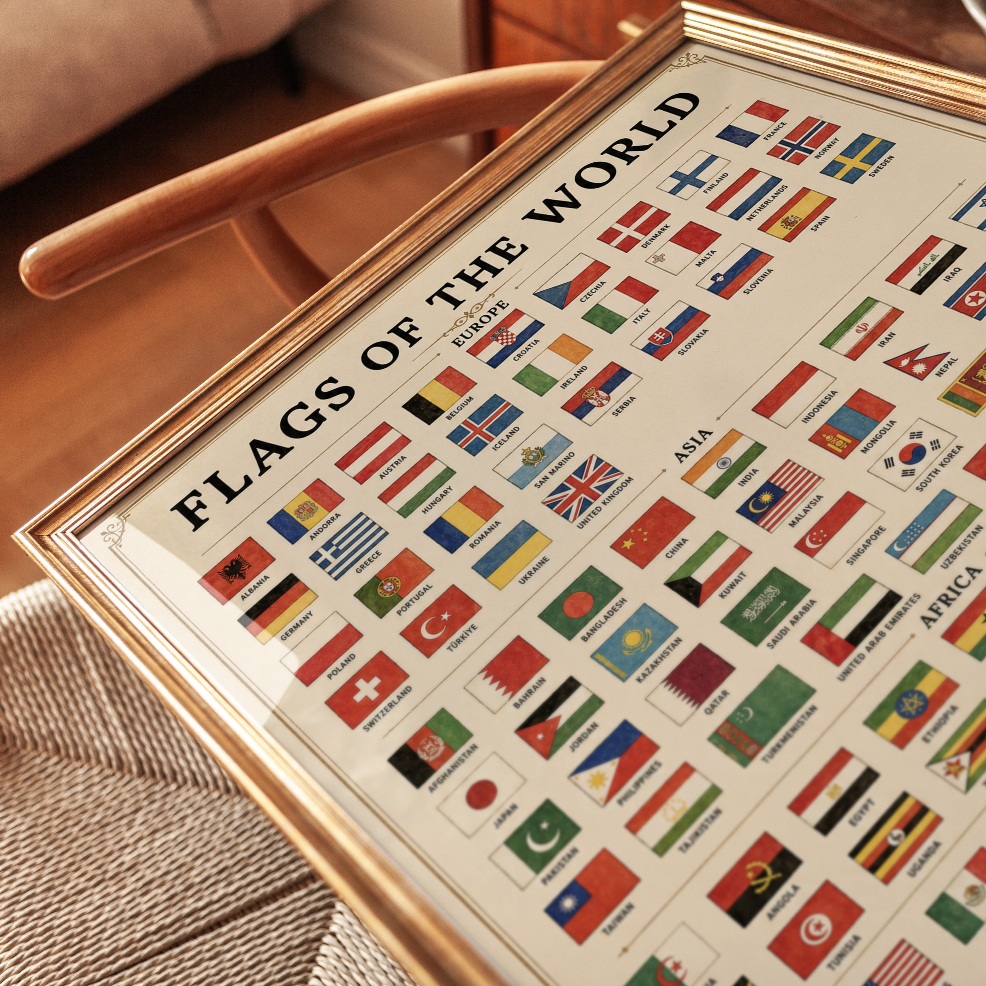 Flags of the World Art Print: Vintage Educational Chart Poster - detail