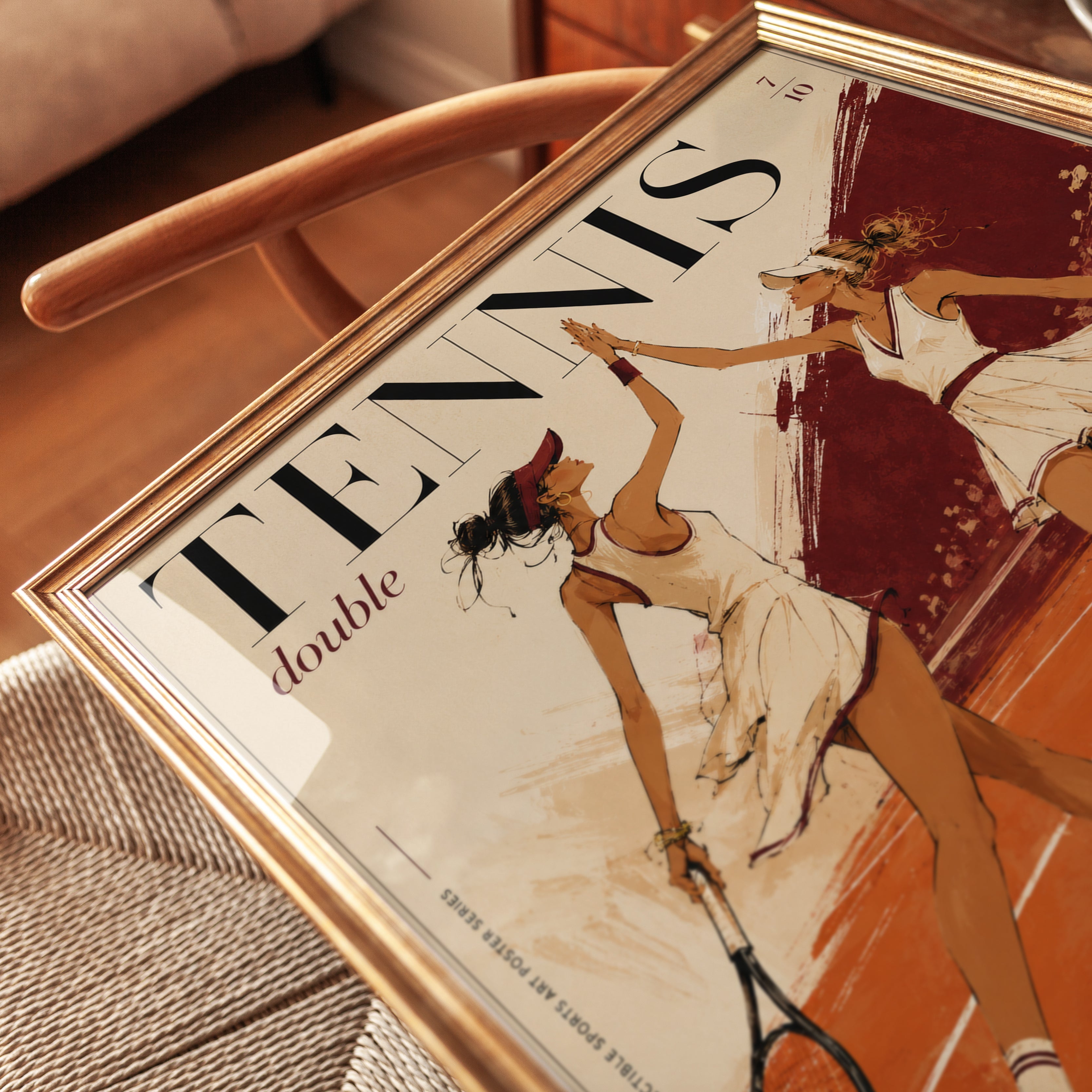 Tennis Wall Art: Vintage Women's Doubles - detail