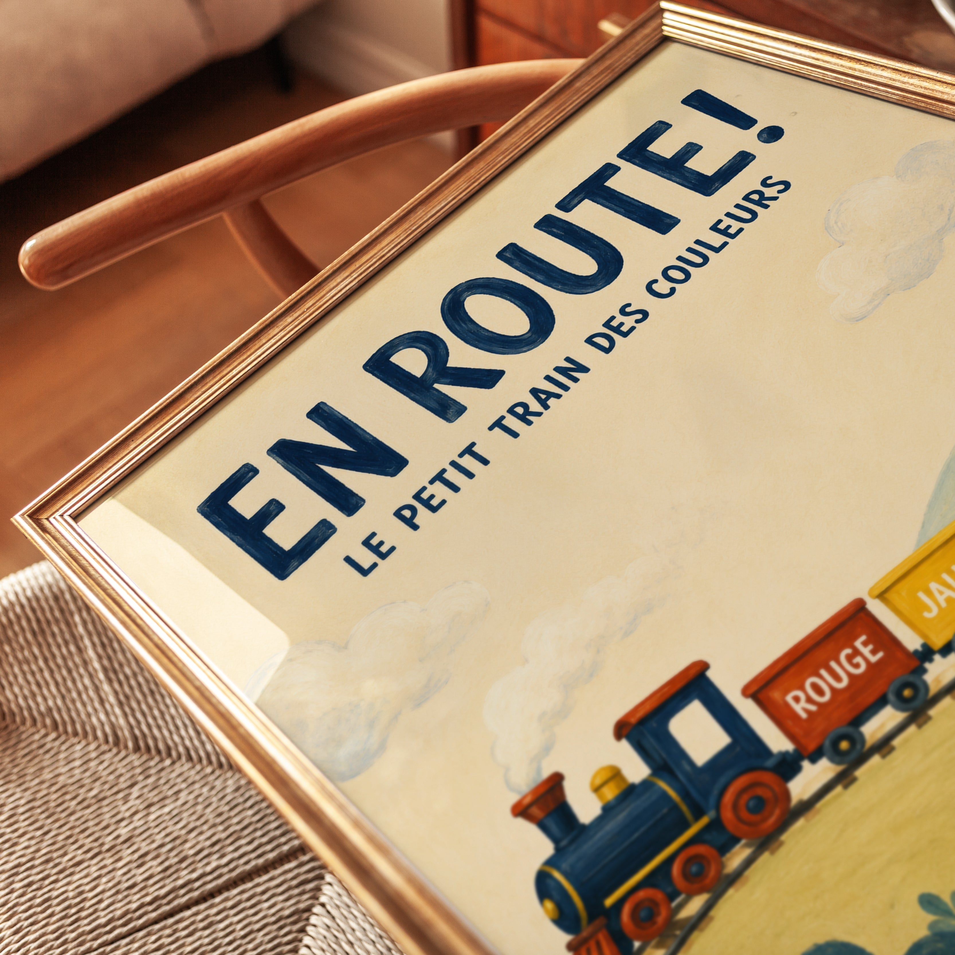 Vintage Train Poster – French Kids Room Print - detail