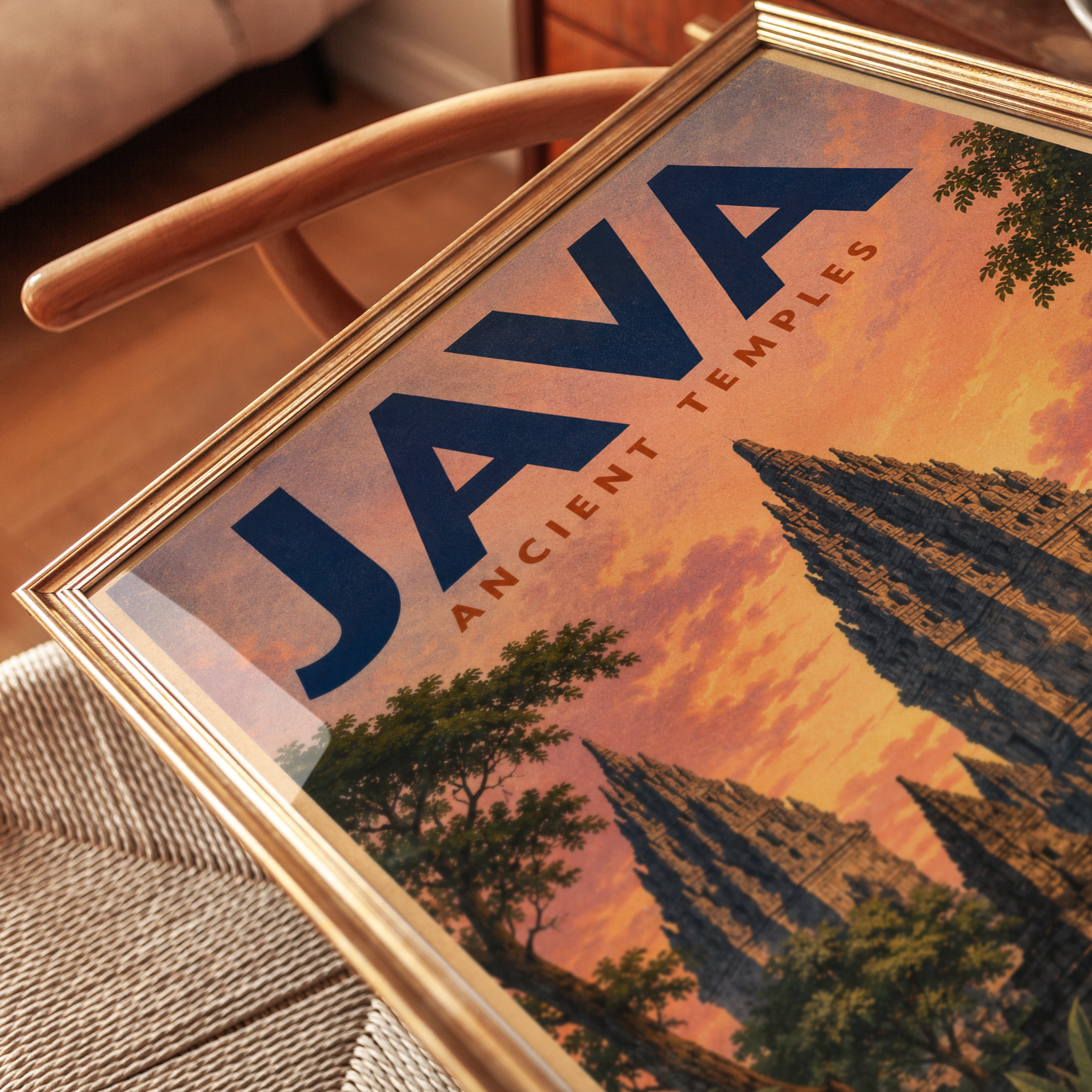Vintage Travel Poster – Java Indonesia Print - detail
