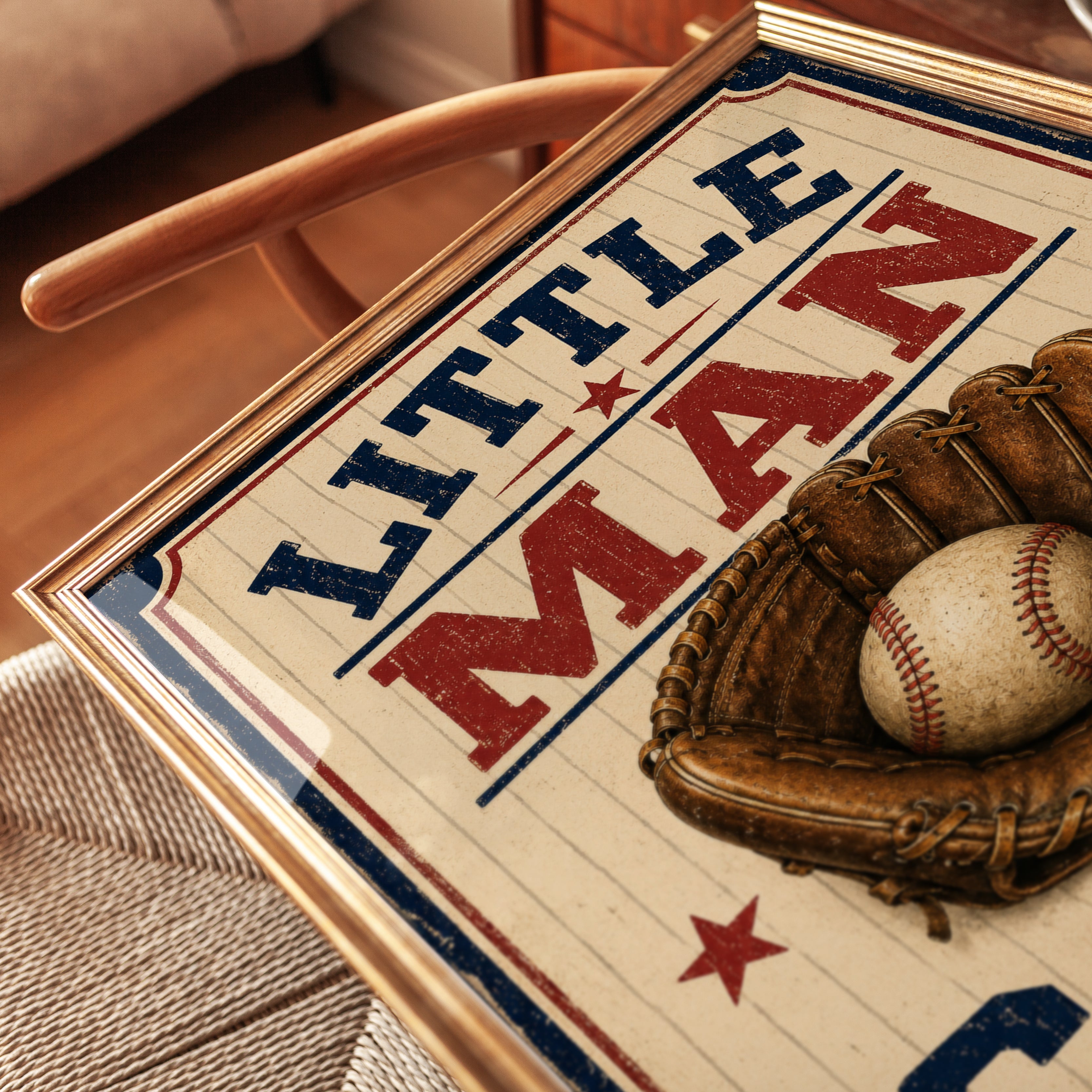Man Cave Wall Art – Baseball Print - detail