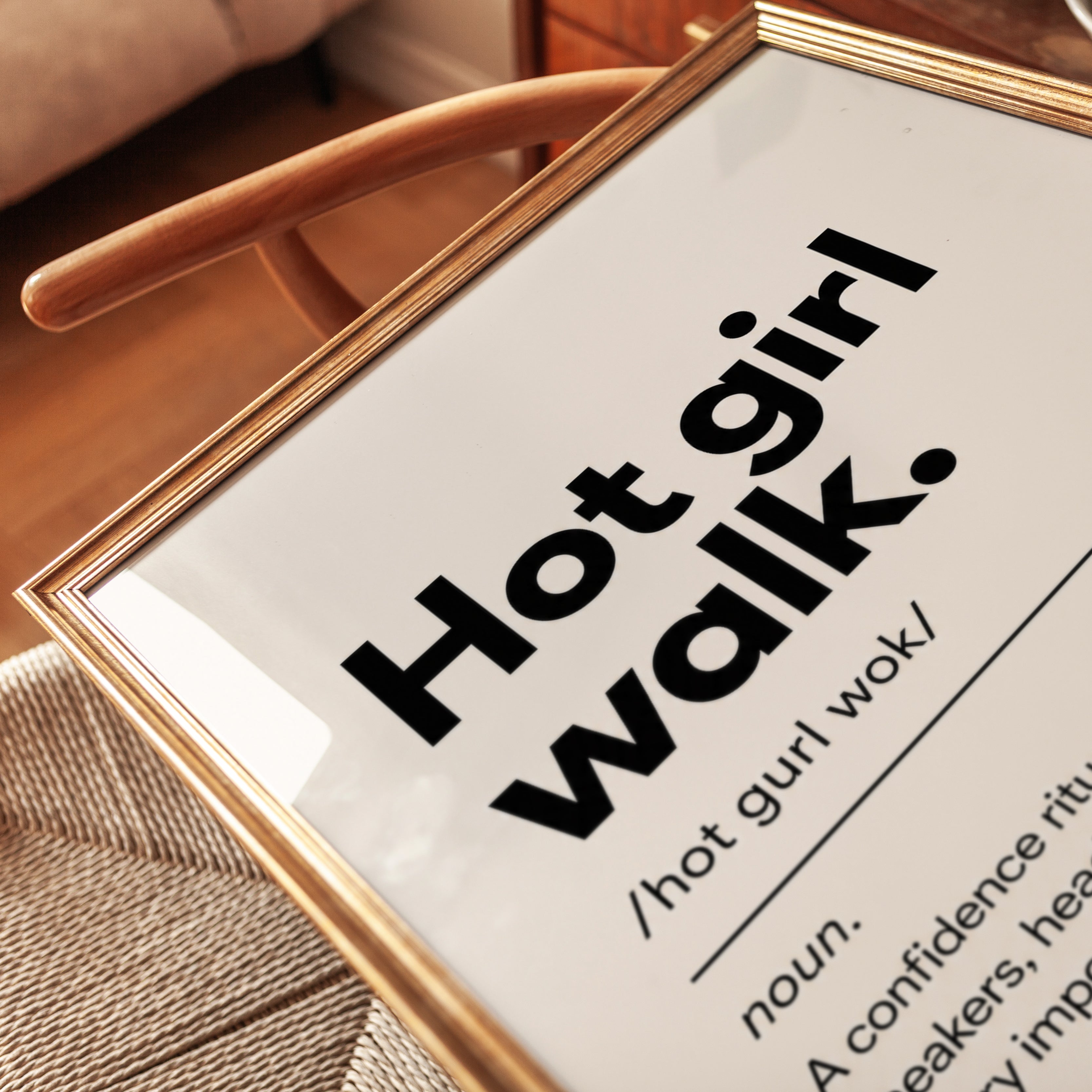 Hot Girl Walk Definition Print: Modern Typography Wall Art - detail