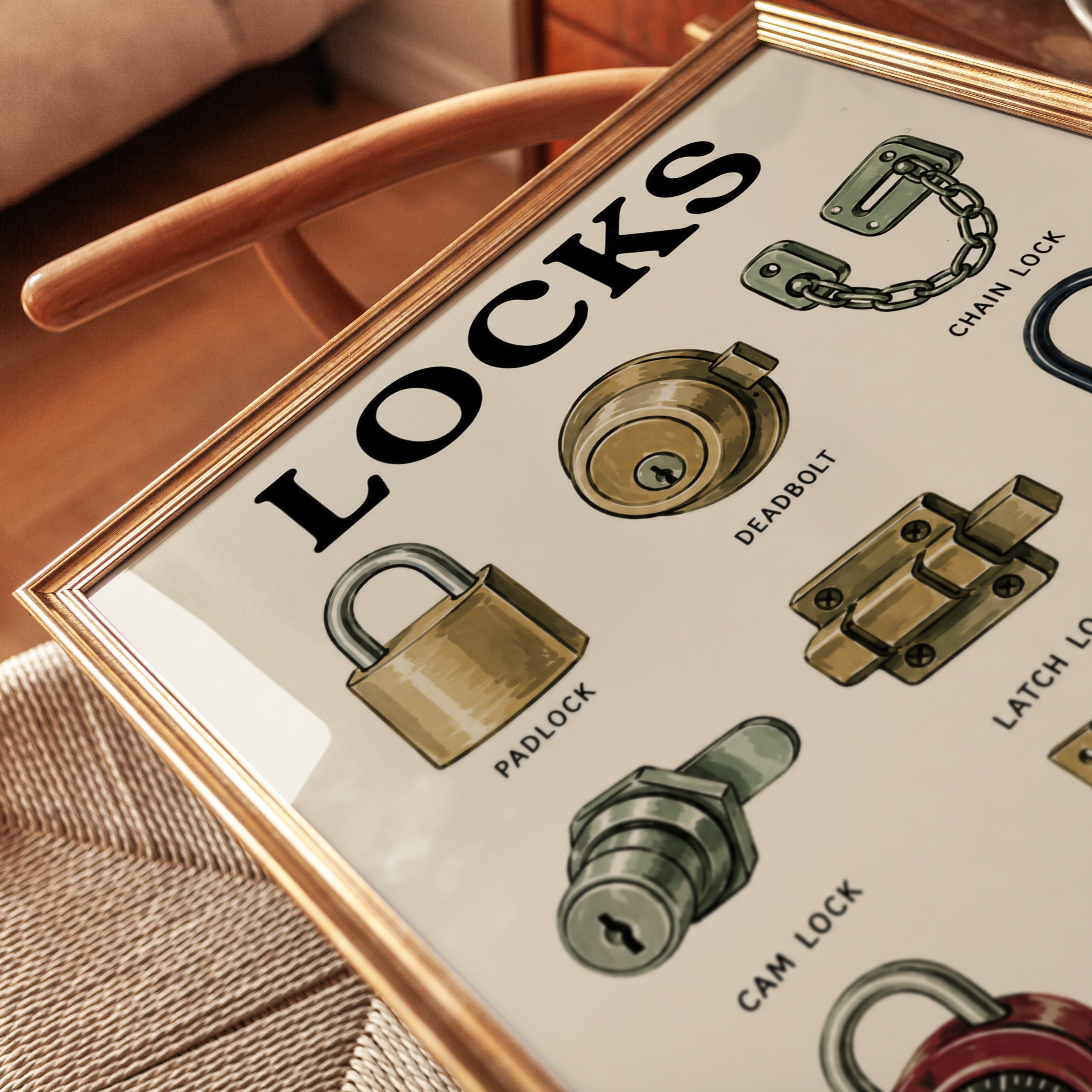 Types of Locks Poster – Educational Wall Art - detail