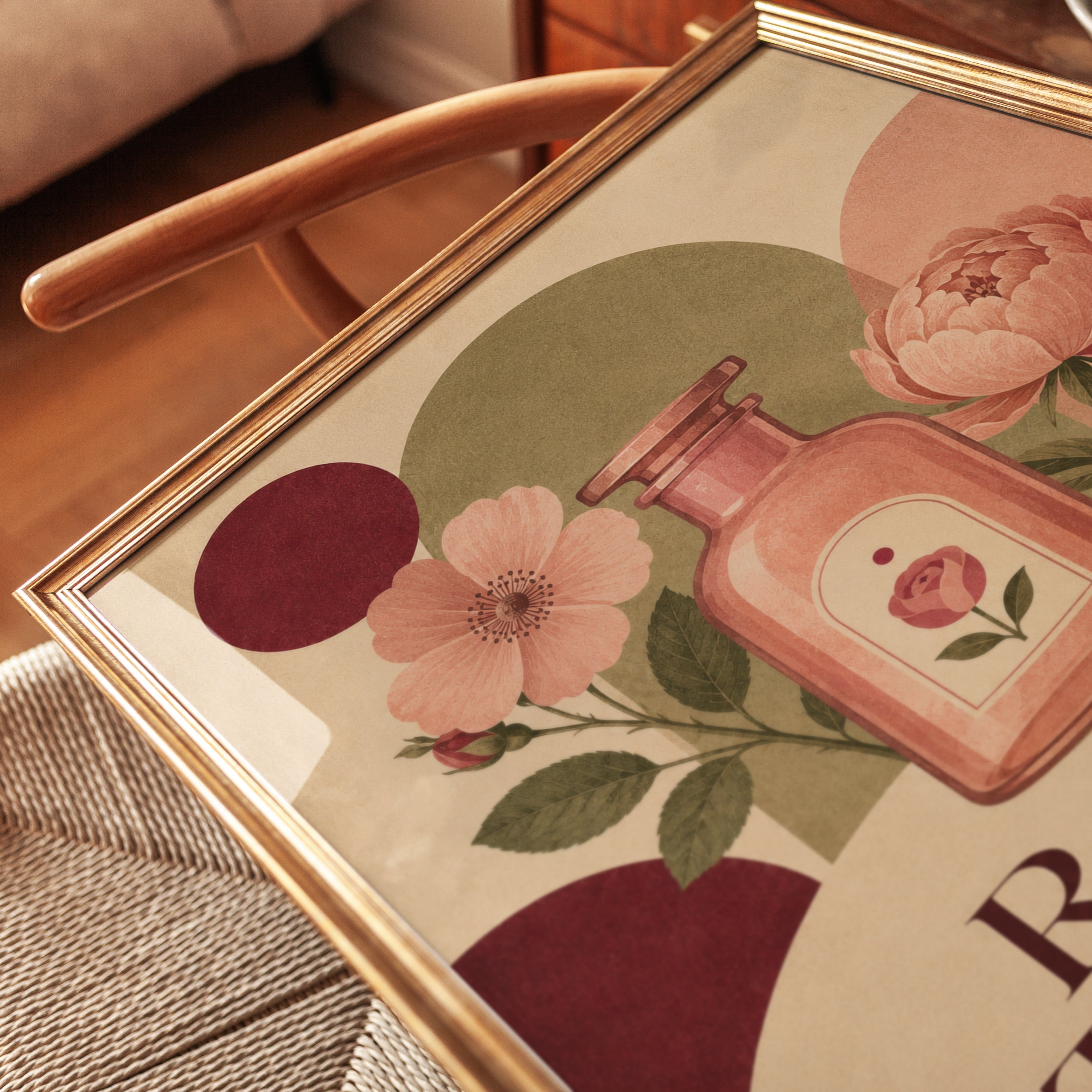 Rose Tonic Botanical Print: Vintage Apothecary Art Poster - detail