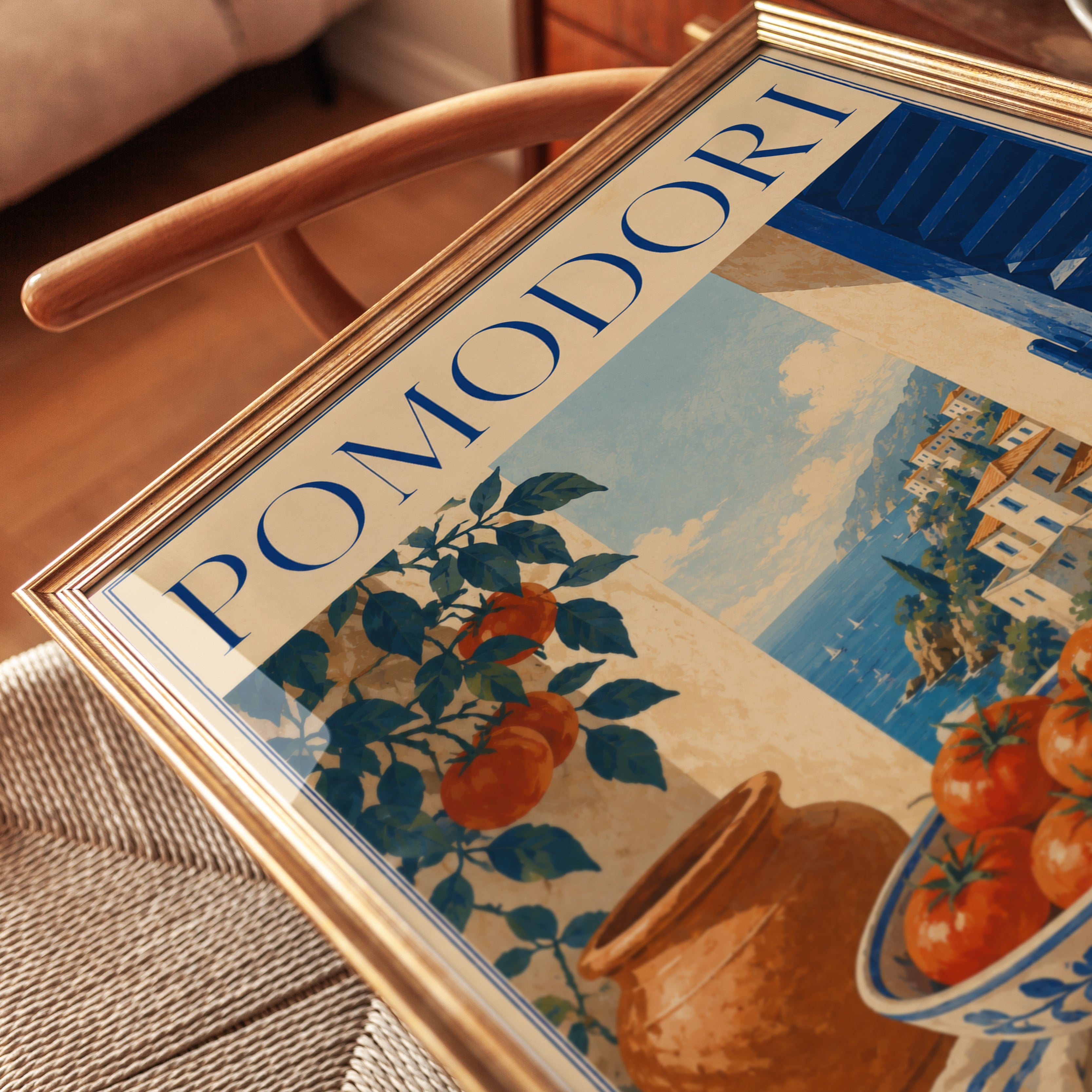 Amalfi Coast Tomato Print: Retro Mediterranean Art (Multiple Sizes) - detail