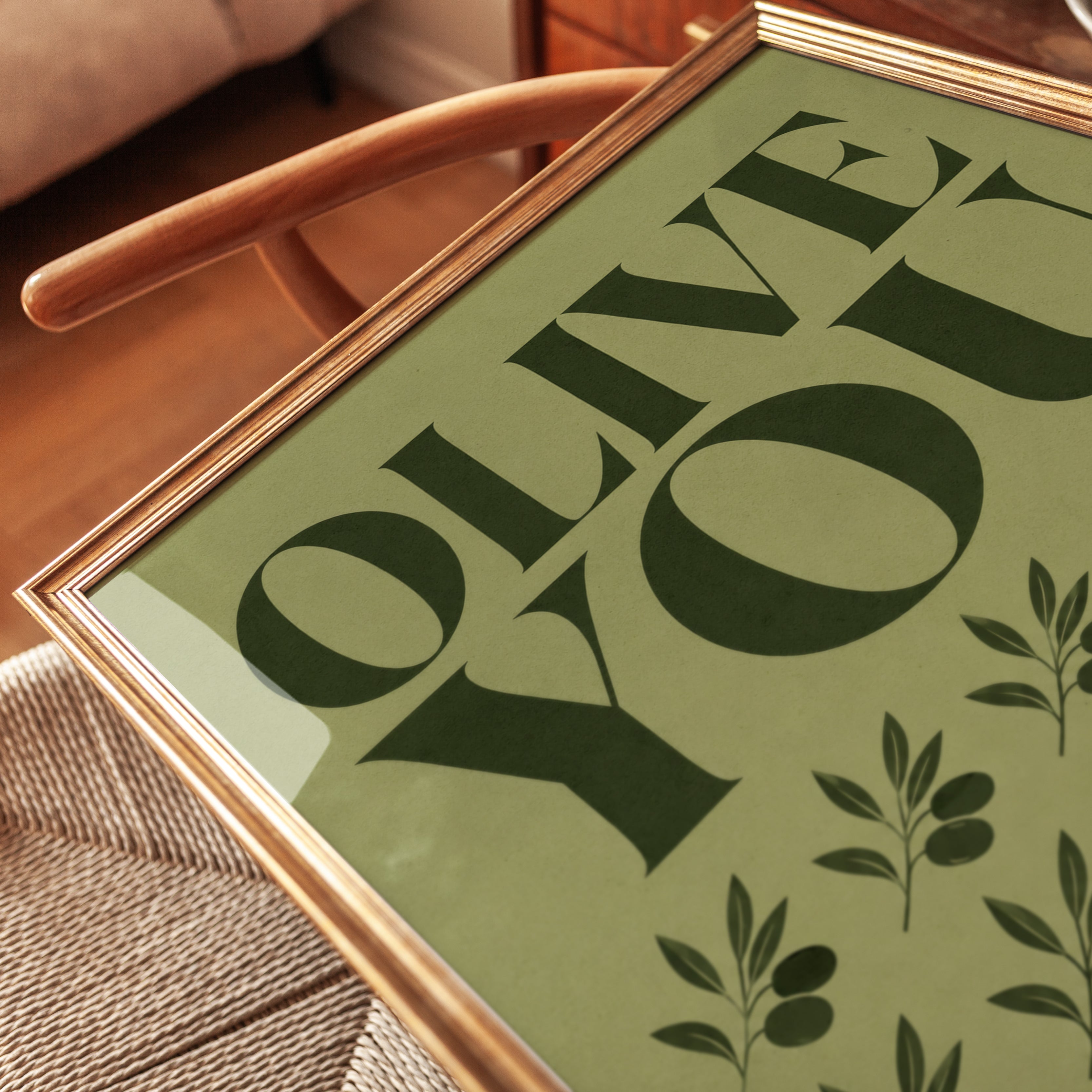 Kitchen Wall Art: Olive You Retro Print - detail