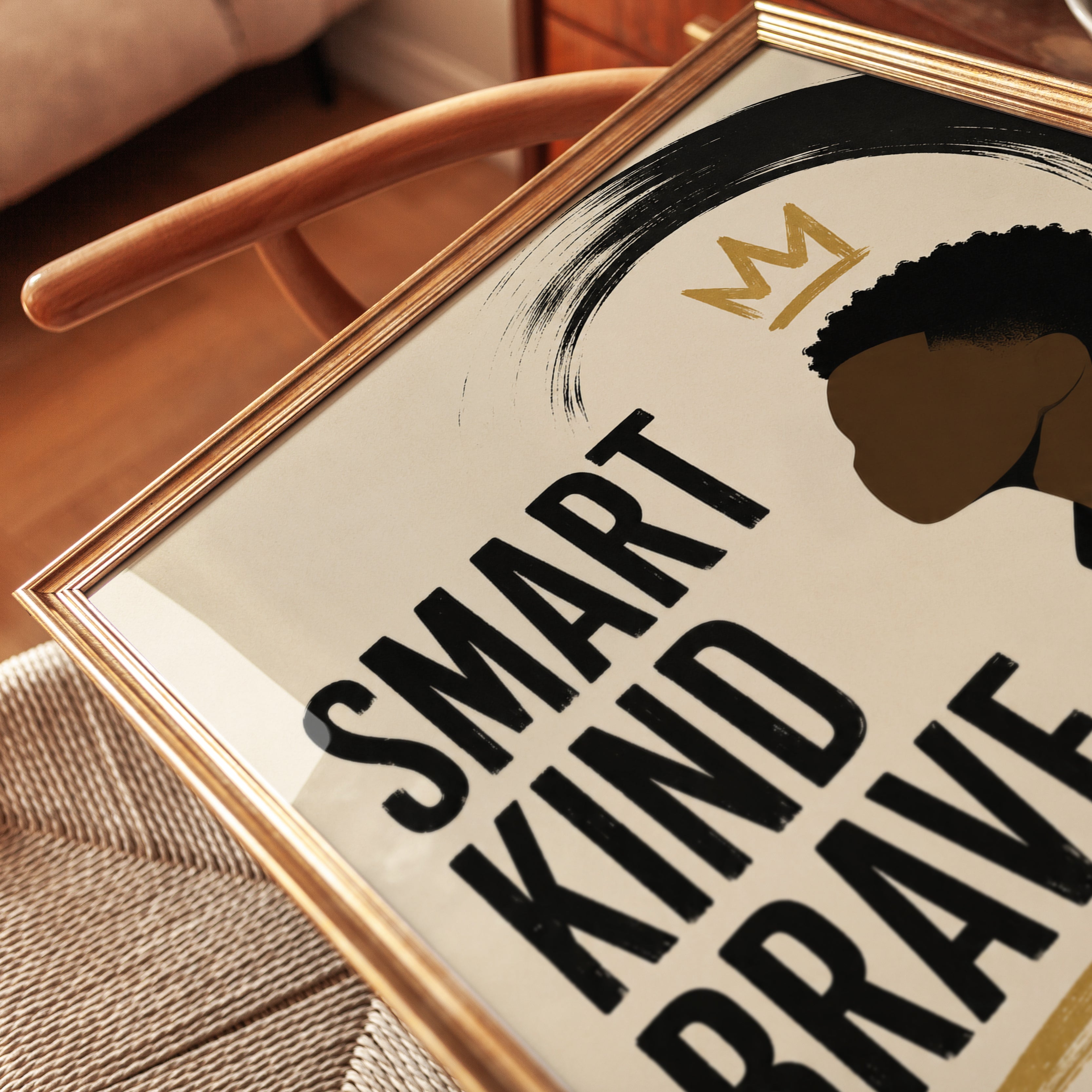 Smart Kind Brave Art Print: Inspirational Crown Portrait - detail