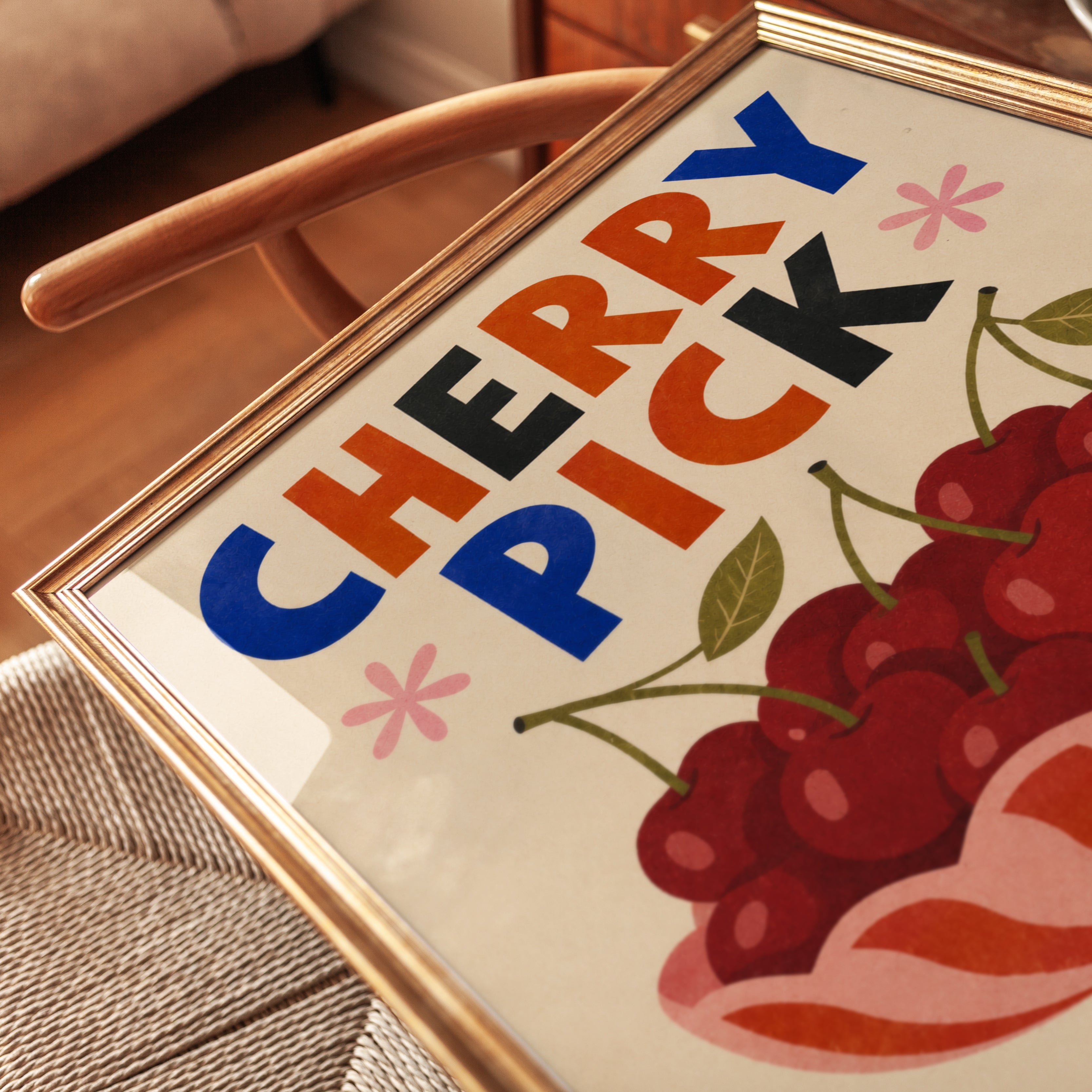 Retro Kitchen Wall Art – Cherry Print - detail