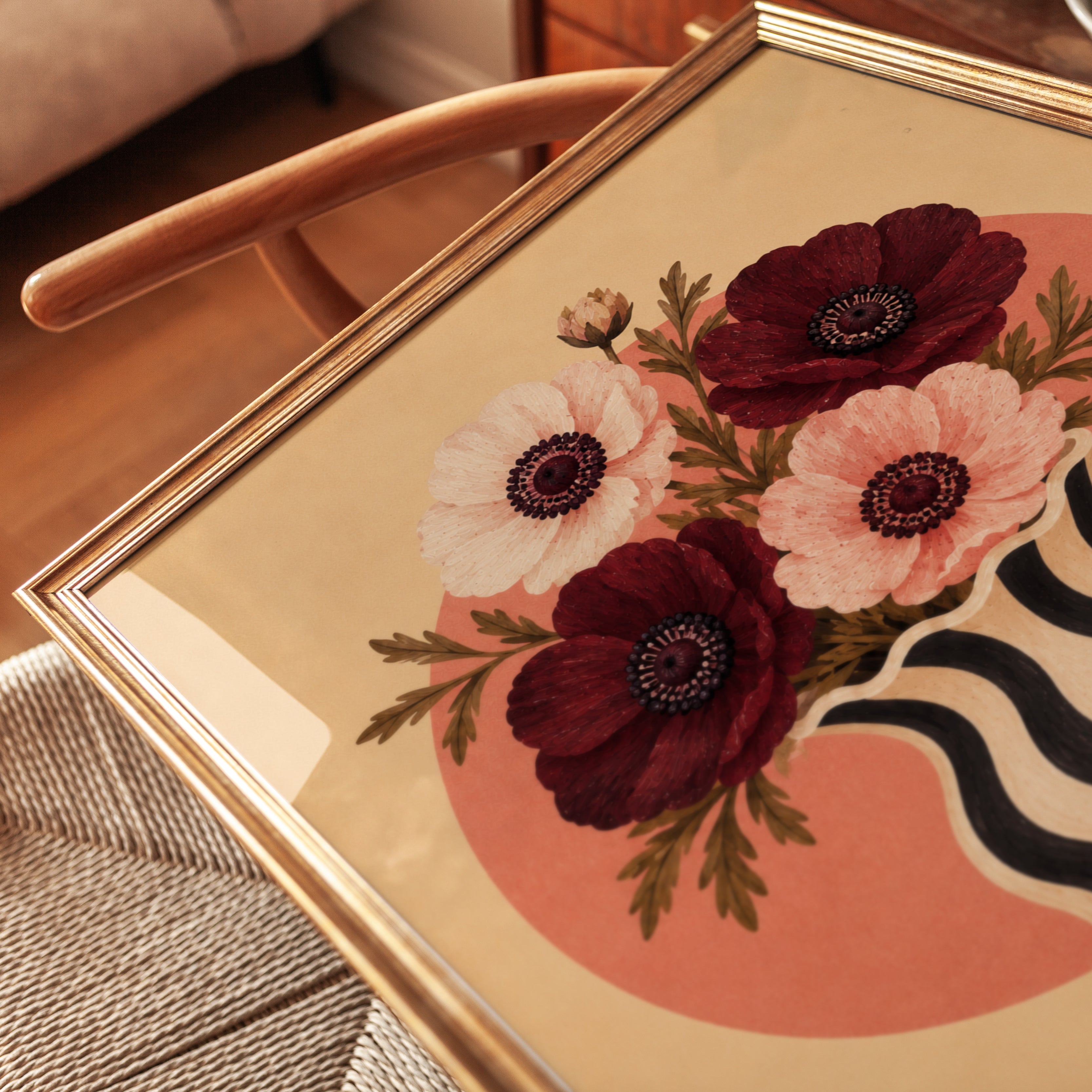 Floral Vase Wall Art – Modern Botanical Print - detail