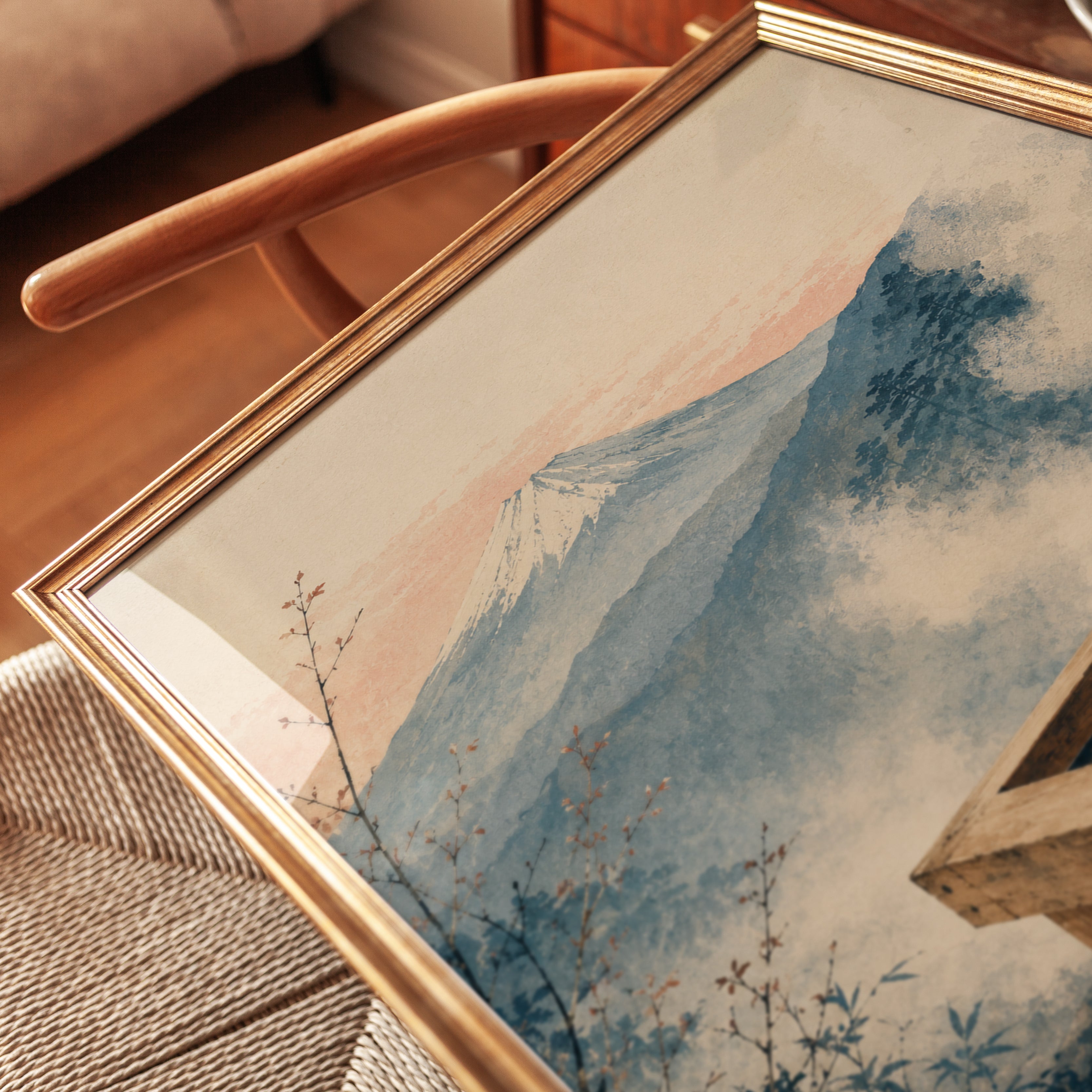 Japanese Hot Spring Print – Mount Fuji Wall Art - detail