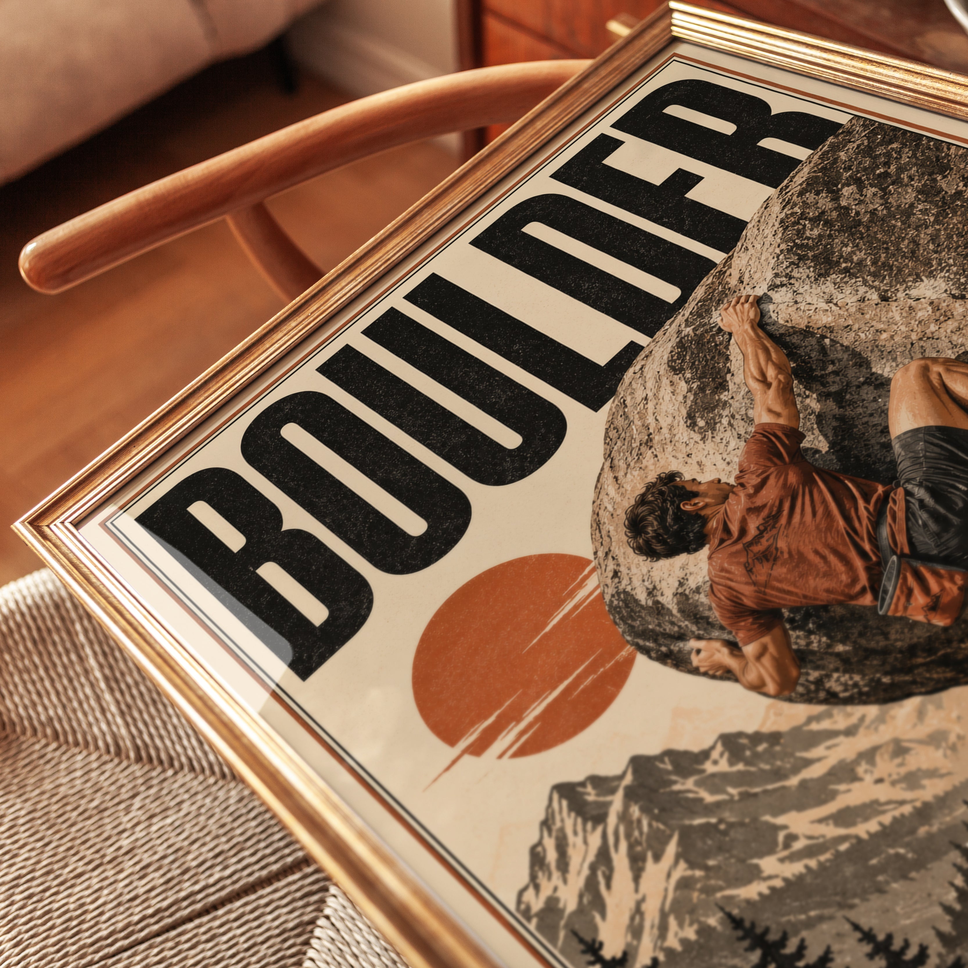 Rock Climbing Poster – Boulder Wall Art - detail