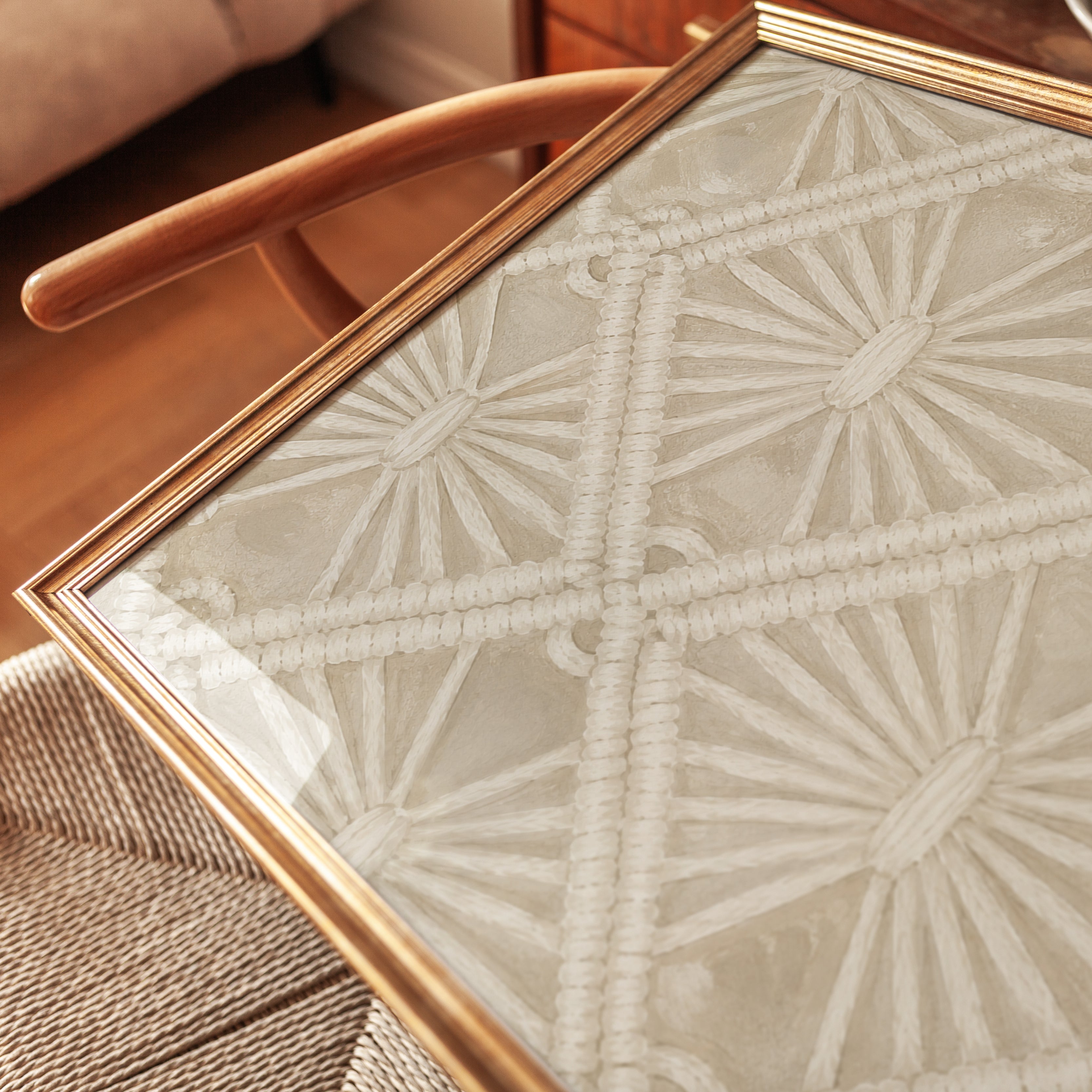 Macrame Pattern Wall Art: Neutral Boho Textile Design - detail