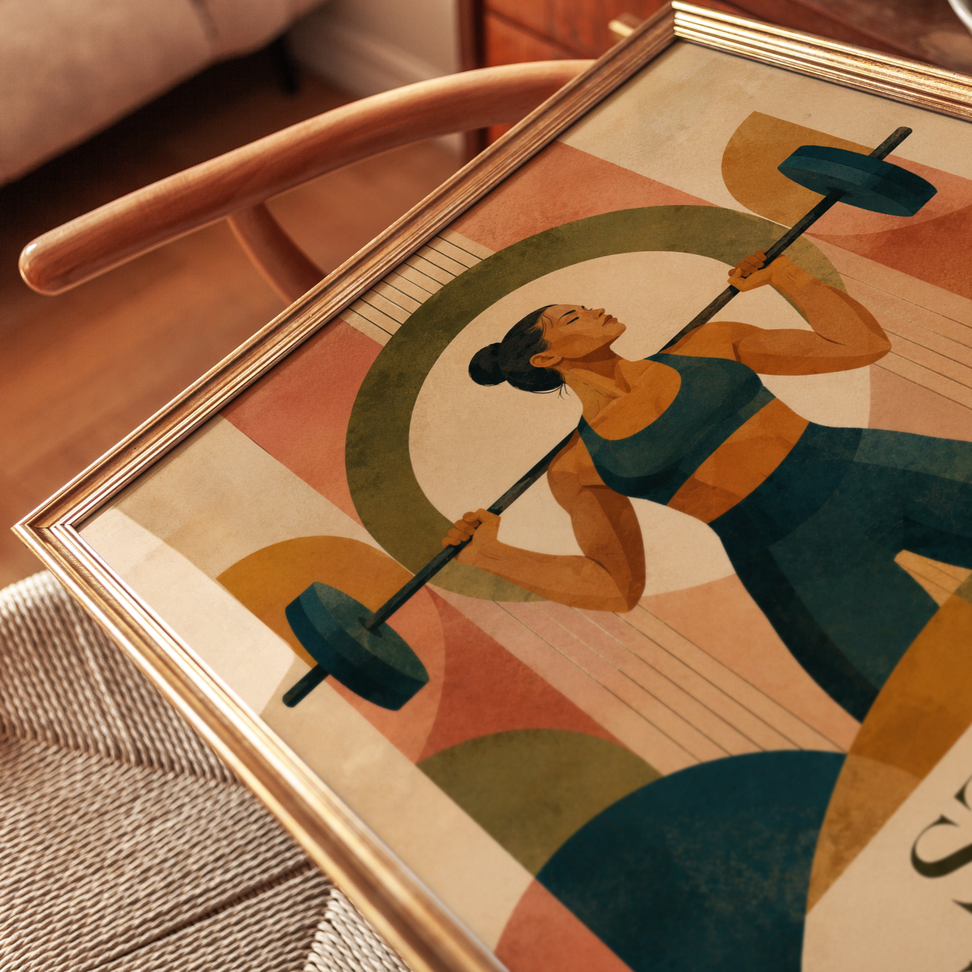 Strength Training Poster: Art Deco Fitness Wall Art - detail