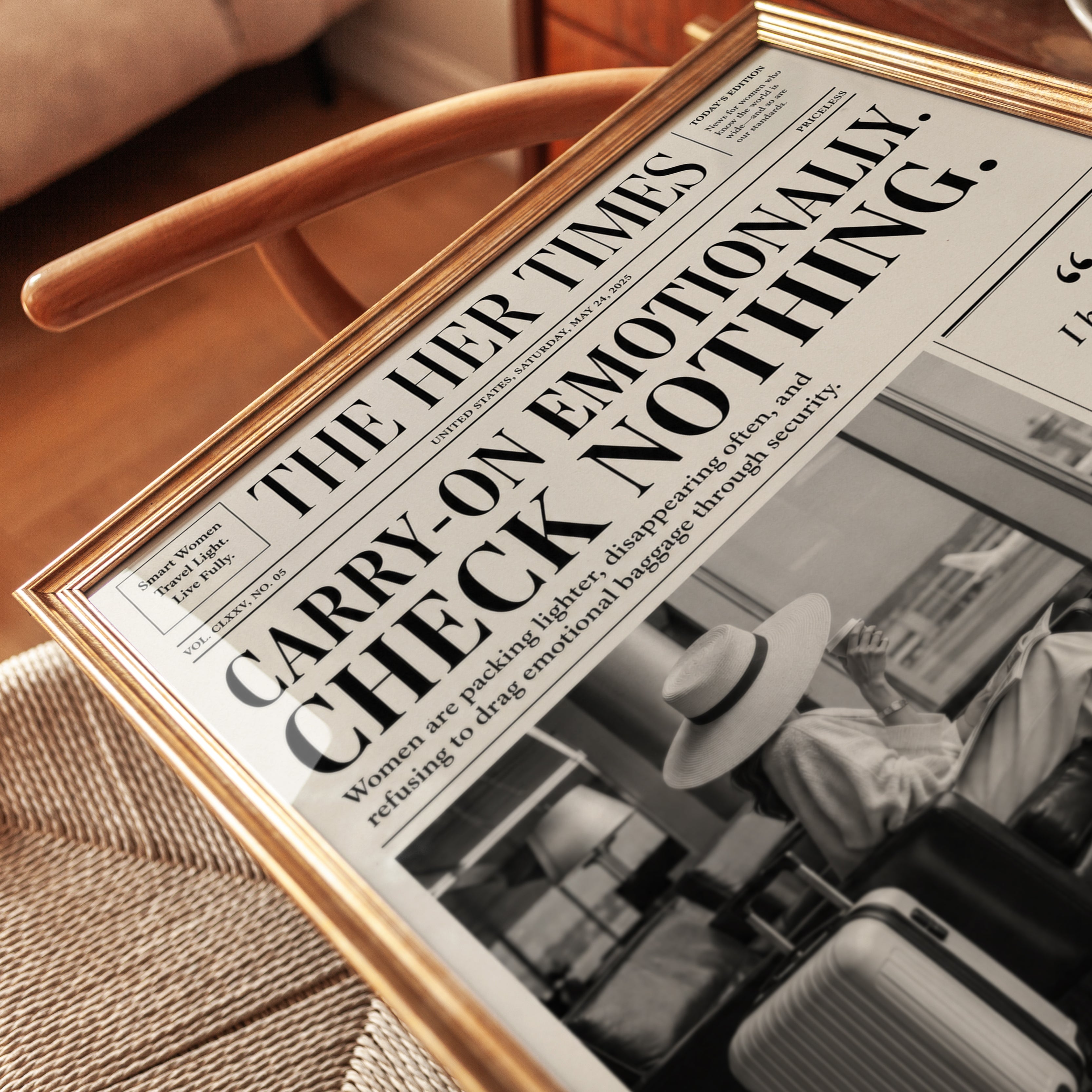 The Her Times Newspaper Art Print: Vintage Editorial Design - detail