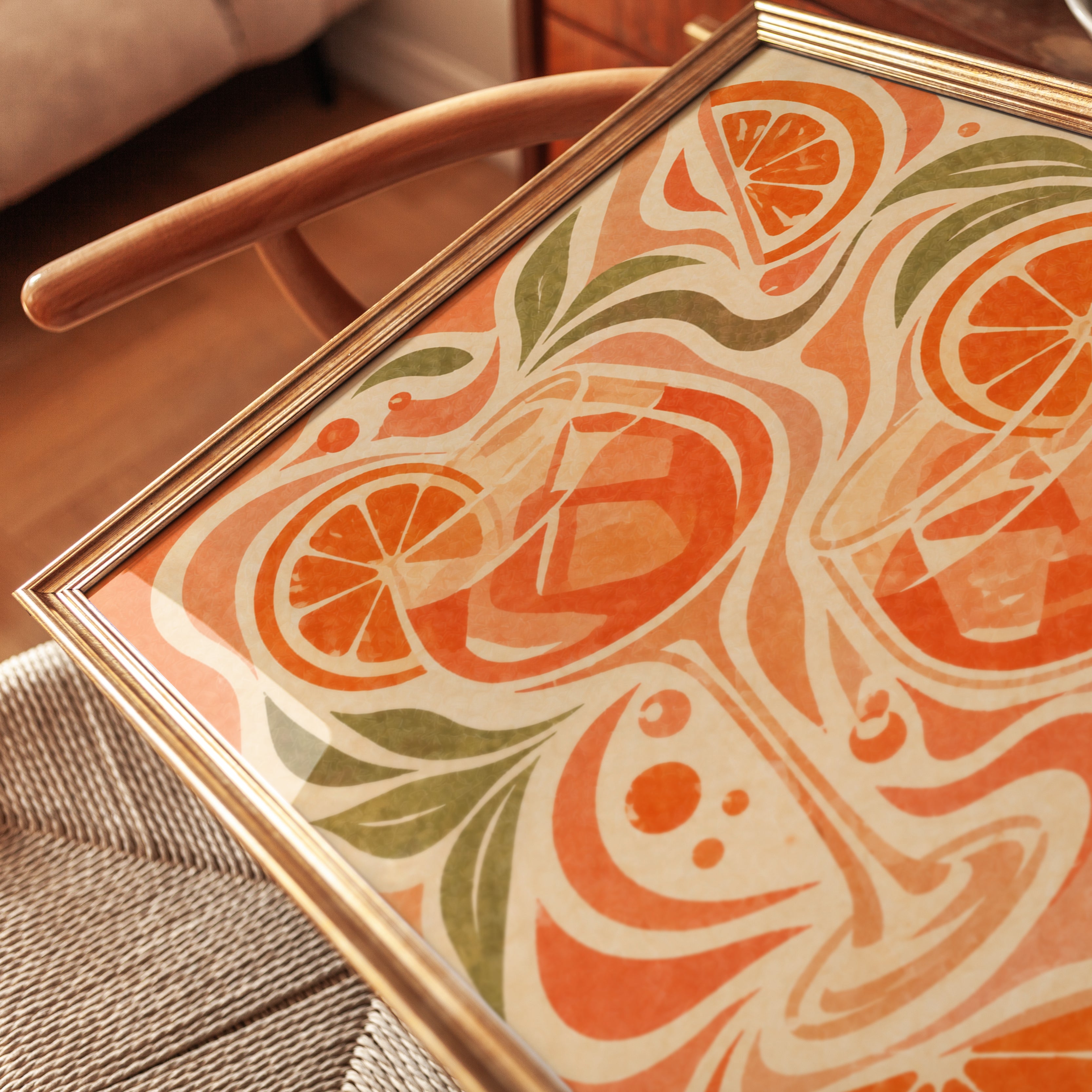 Orange Cocktail Wall Art – Kitchen Print - detail