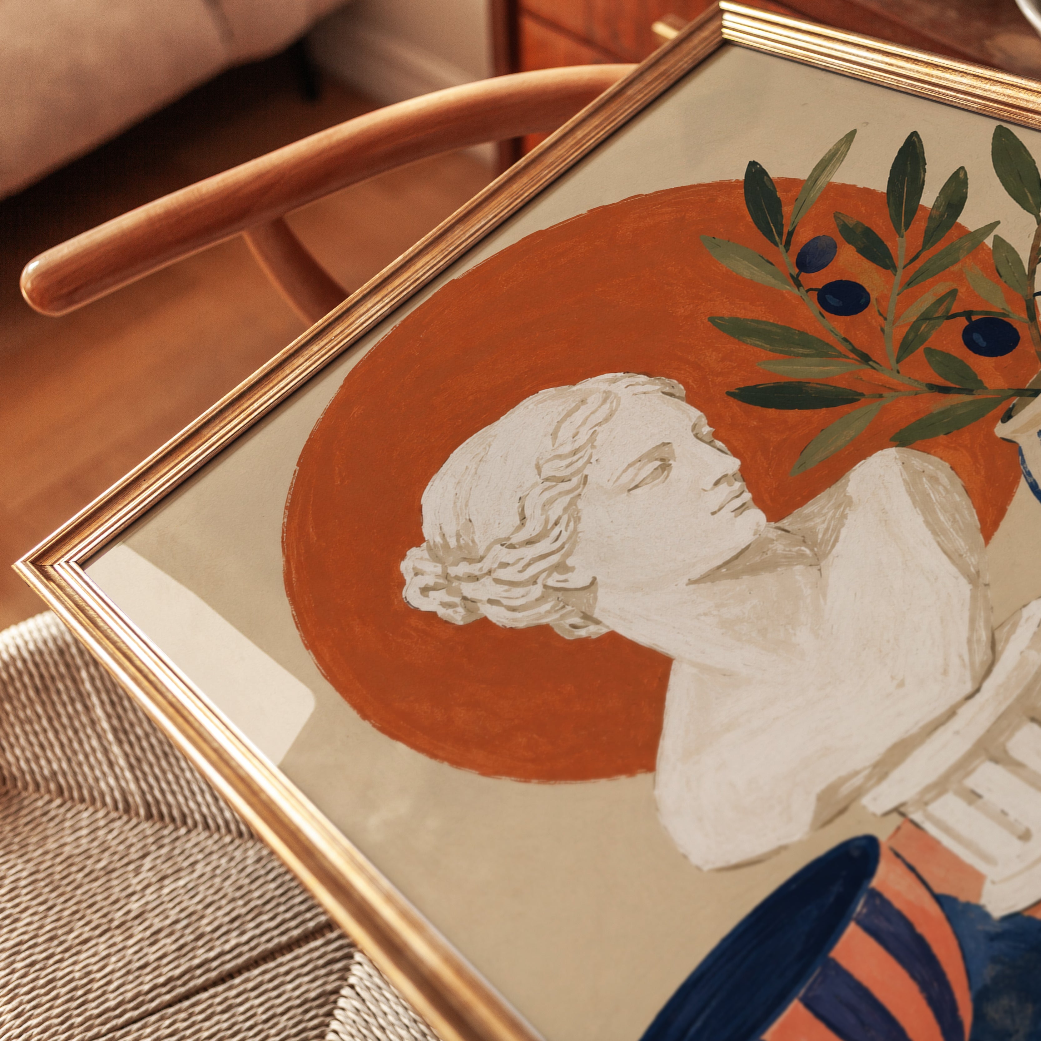 Mediterranean Wall Art – Greek Statue Print - detail