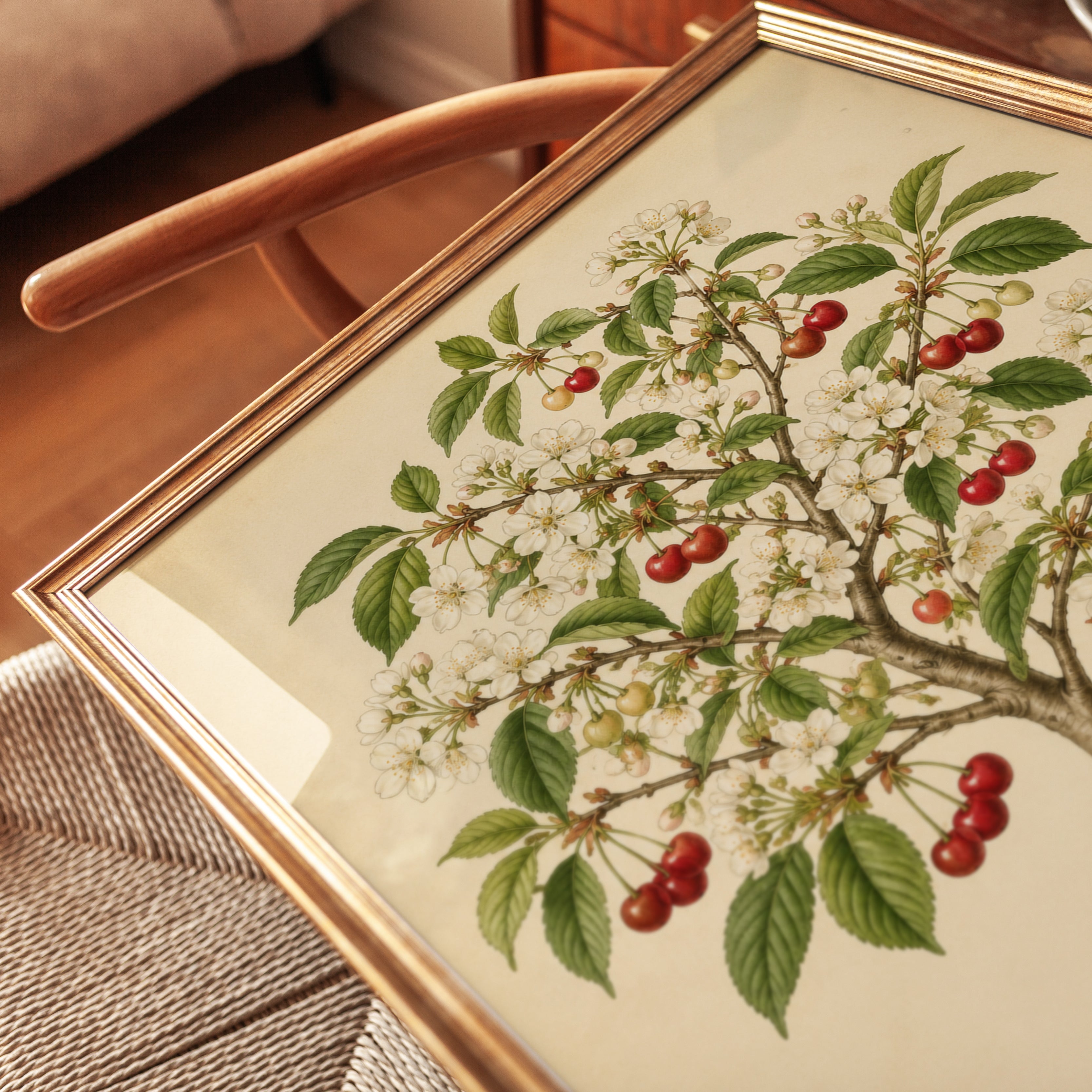 Cherry Blossom Tree Art Print: Vintage Botanical Illustration - detail