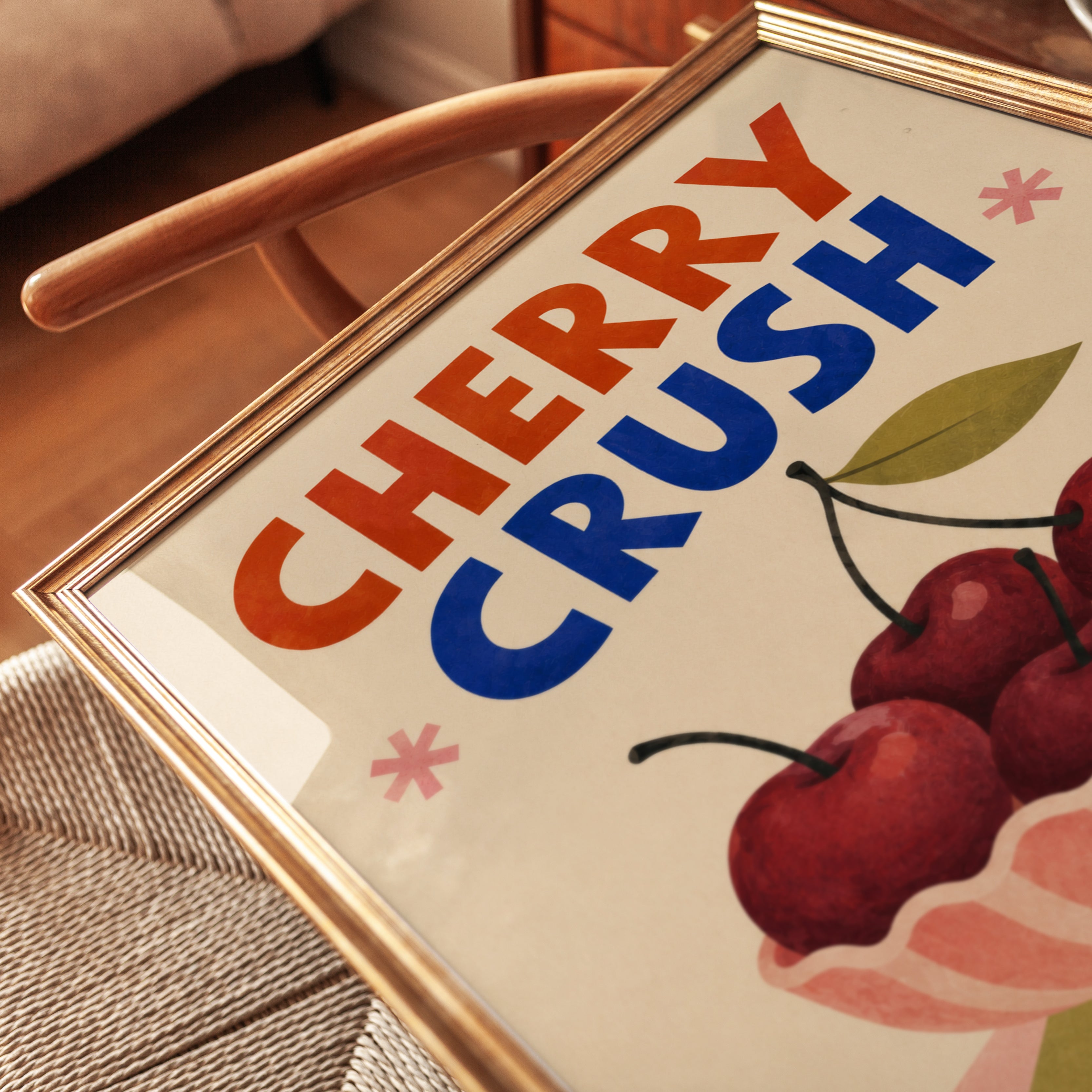 Retro Kitchen Wall Art – Cherry Print - detail