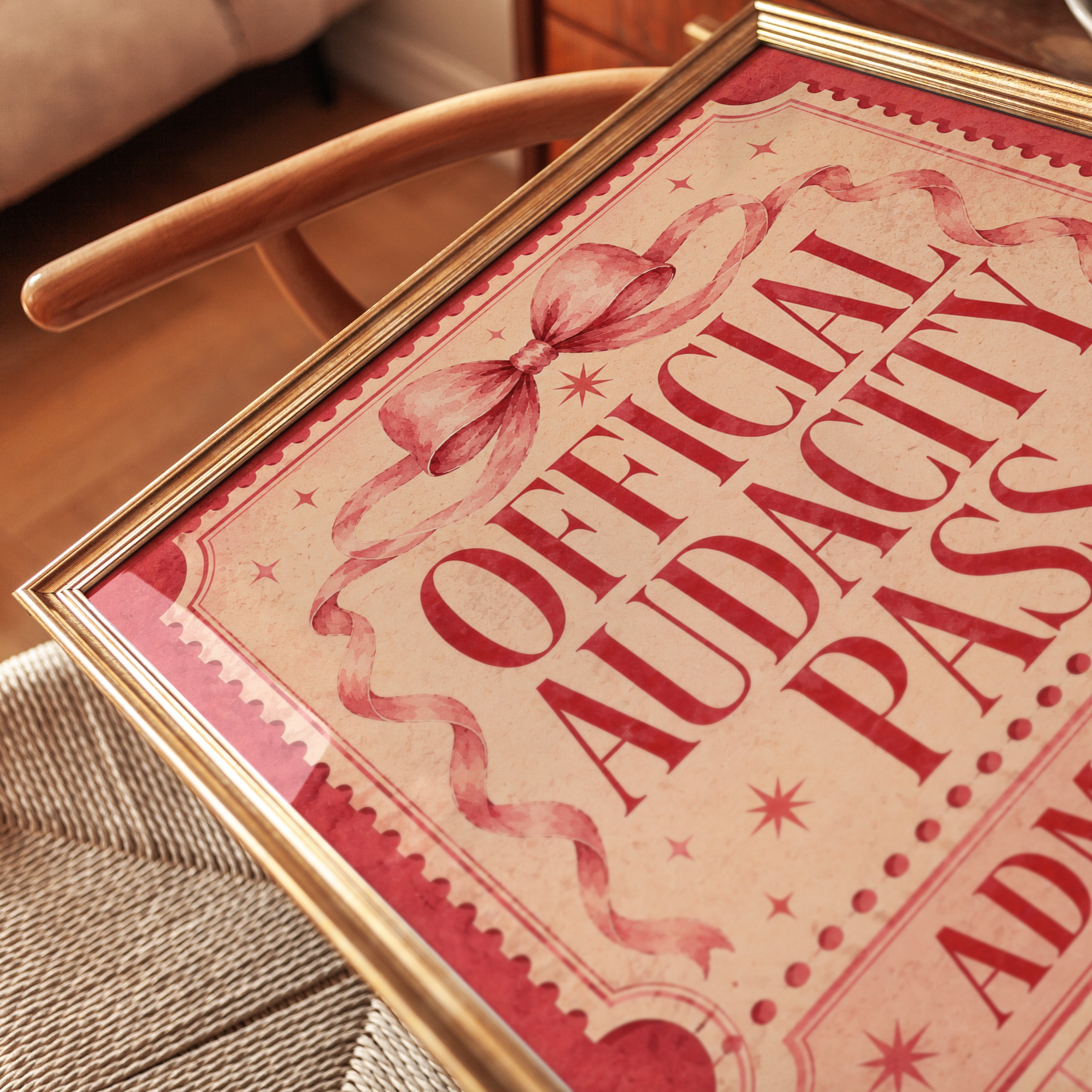 Vintage Ticket Wall Art – Retro Typography Print - detail