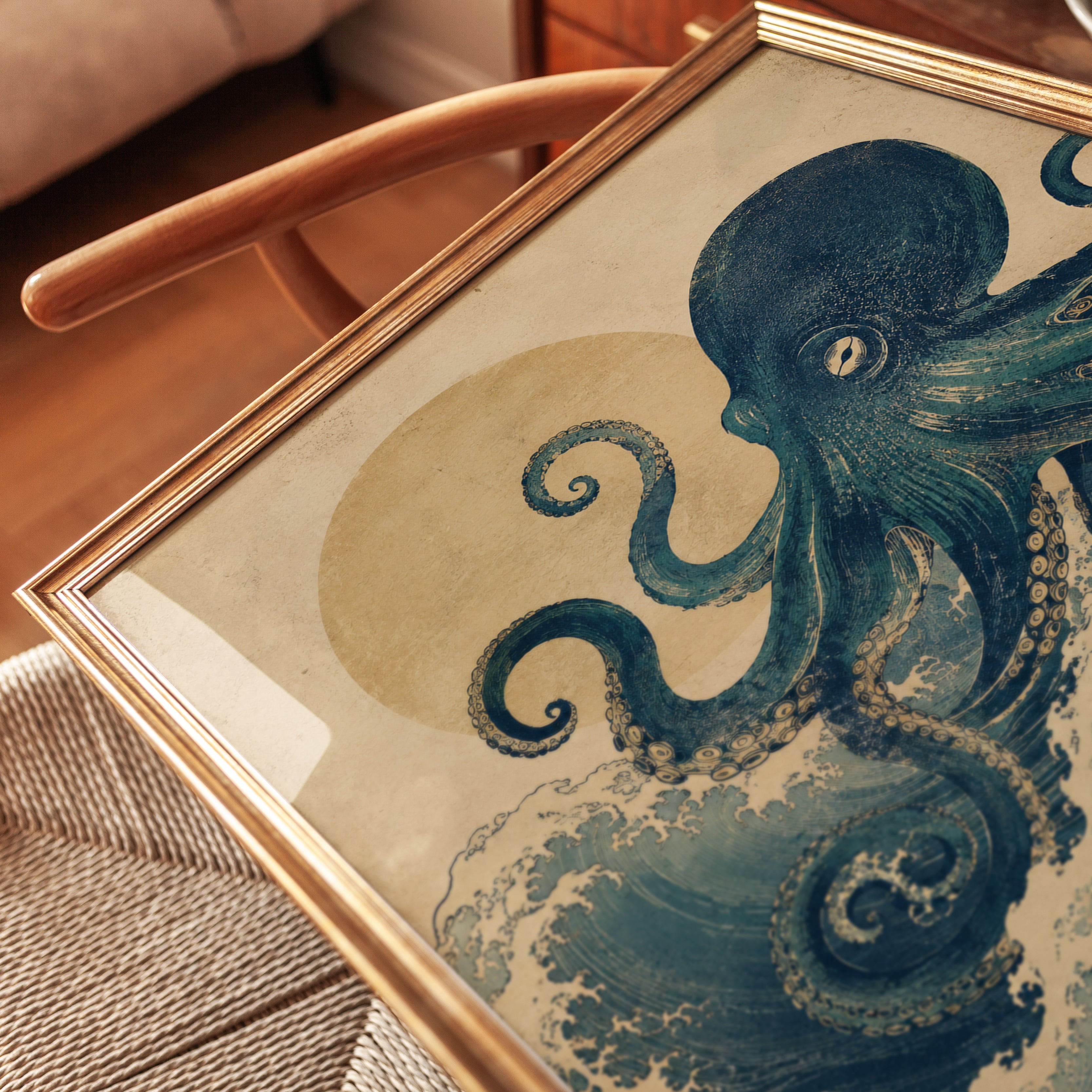 Japanese Octopus Print – Vintage Ocean Wall Art - detail