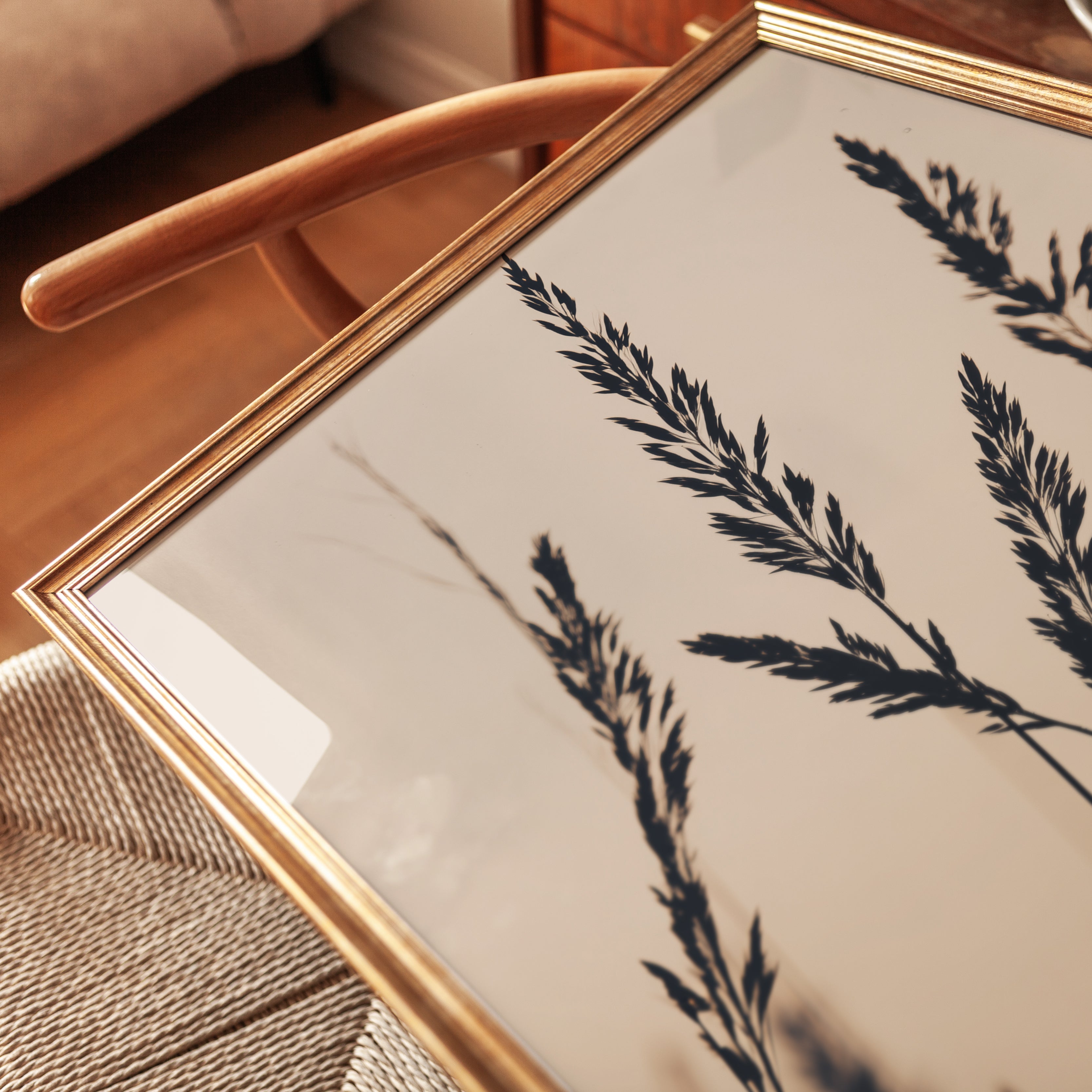 Botanical Grass Print: Minimalist Dried Wheat Stems - detail