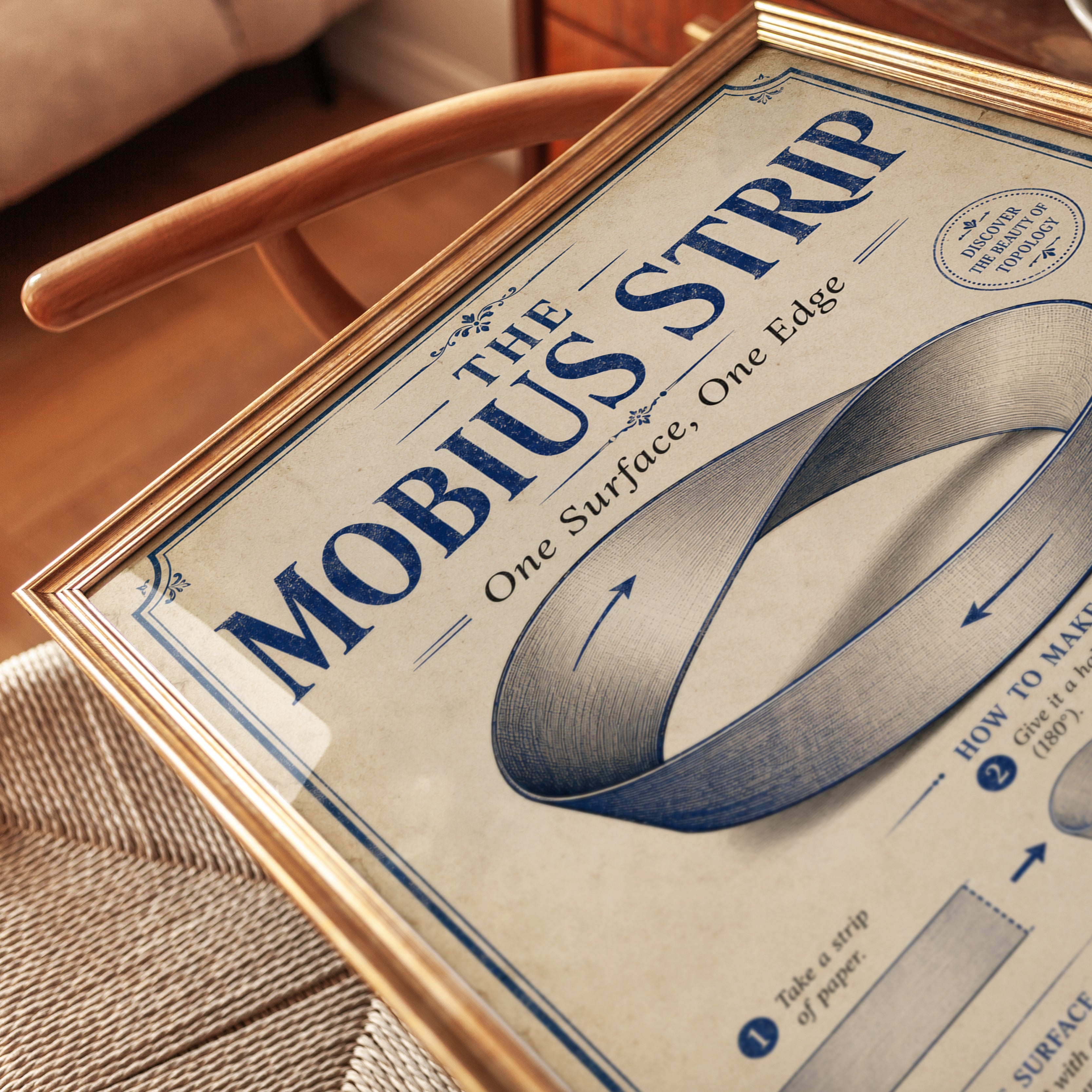Mobius Strip Wall Art: Retro Science Poster (Math Education Print) - detail
