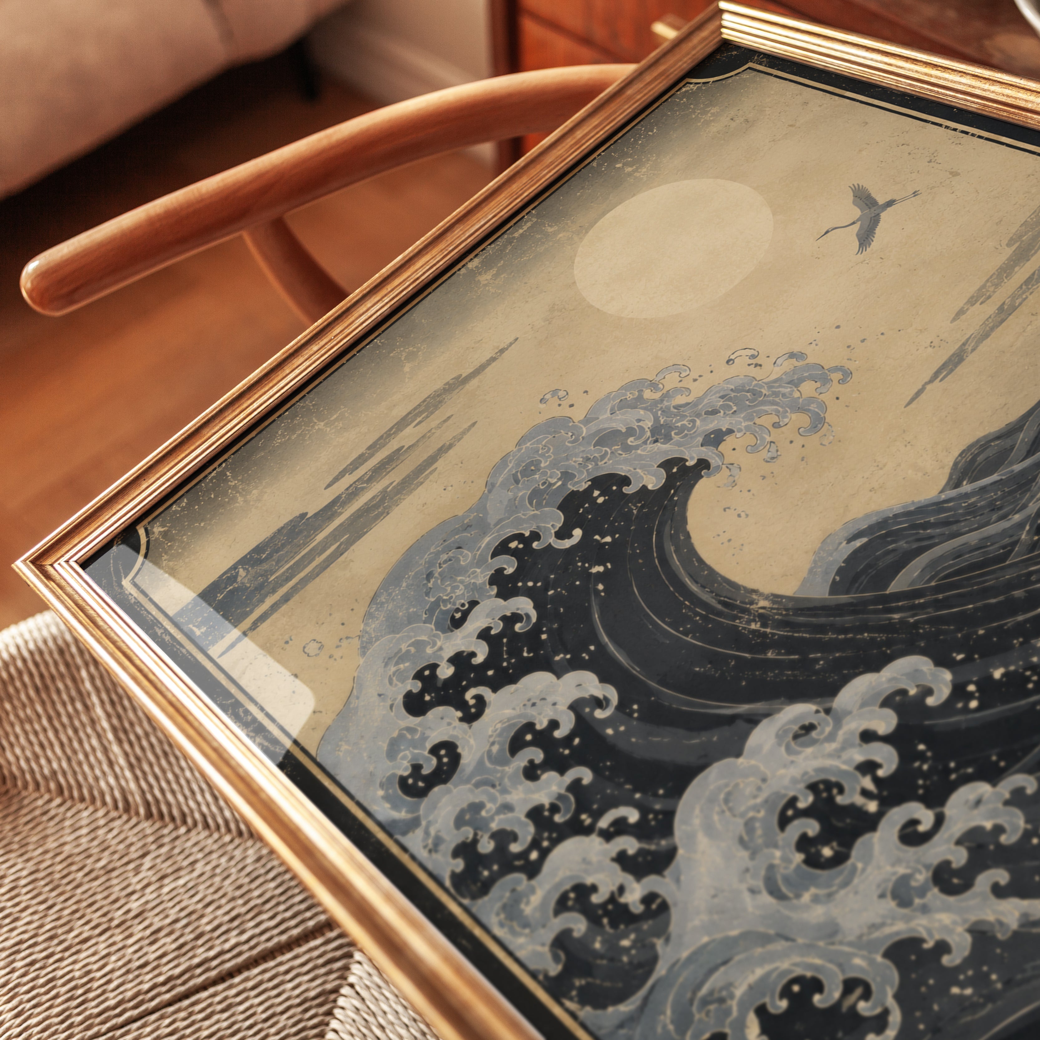 Japanese Wave Art Print – Vintage Seascape - detail
