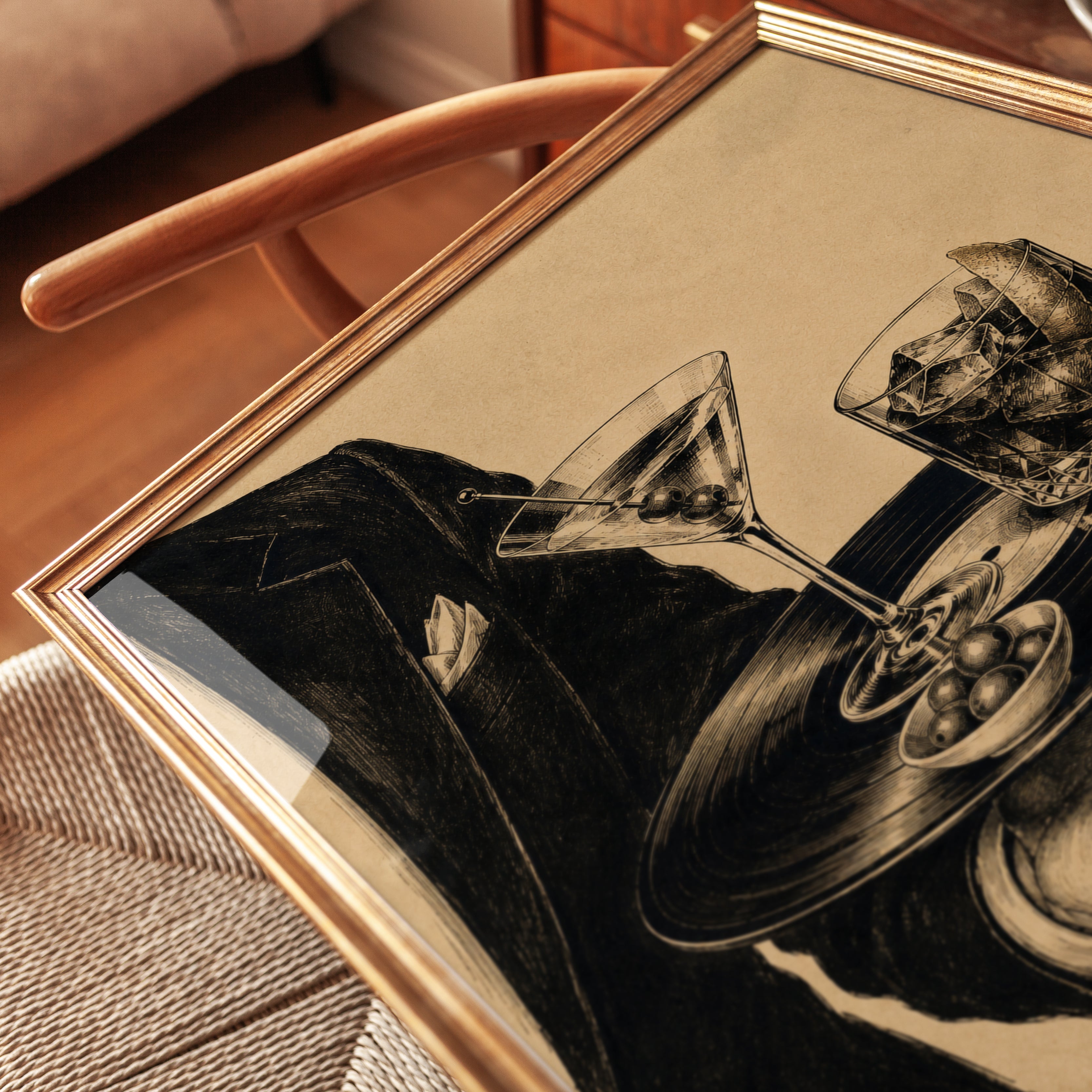Cocktail Wall Art – Vintage Bar Decor - detail