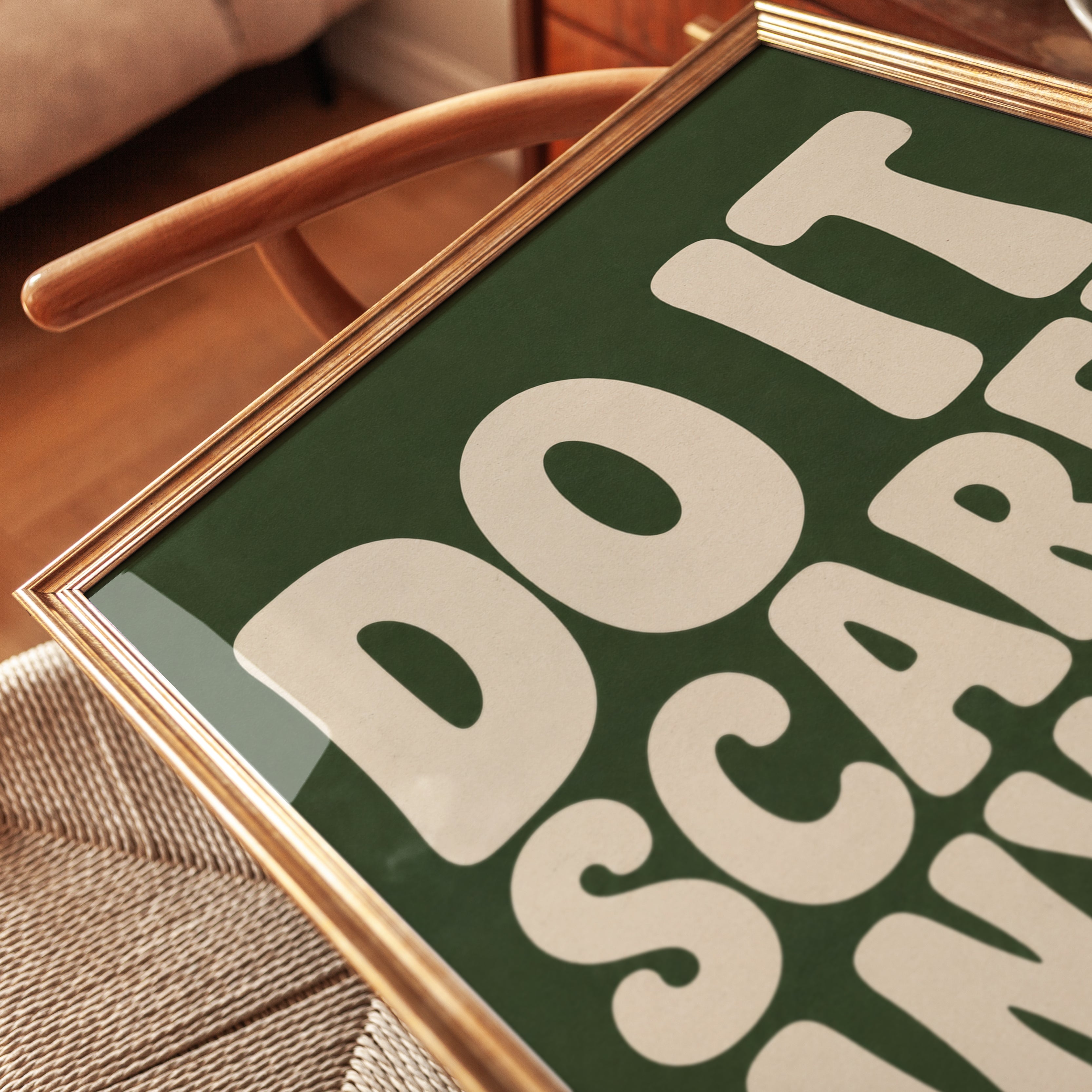 Motivational Wall Art: Bold Typography on Deep Green - detail