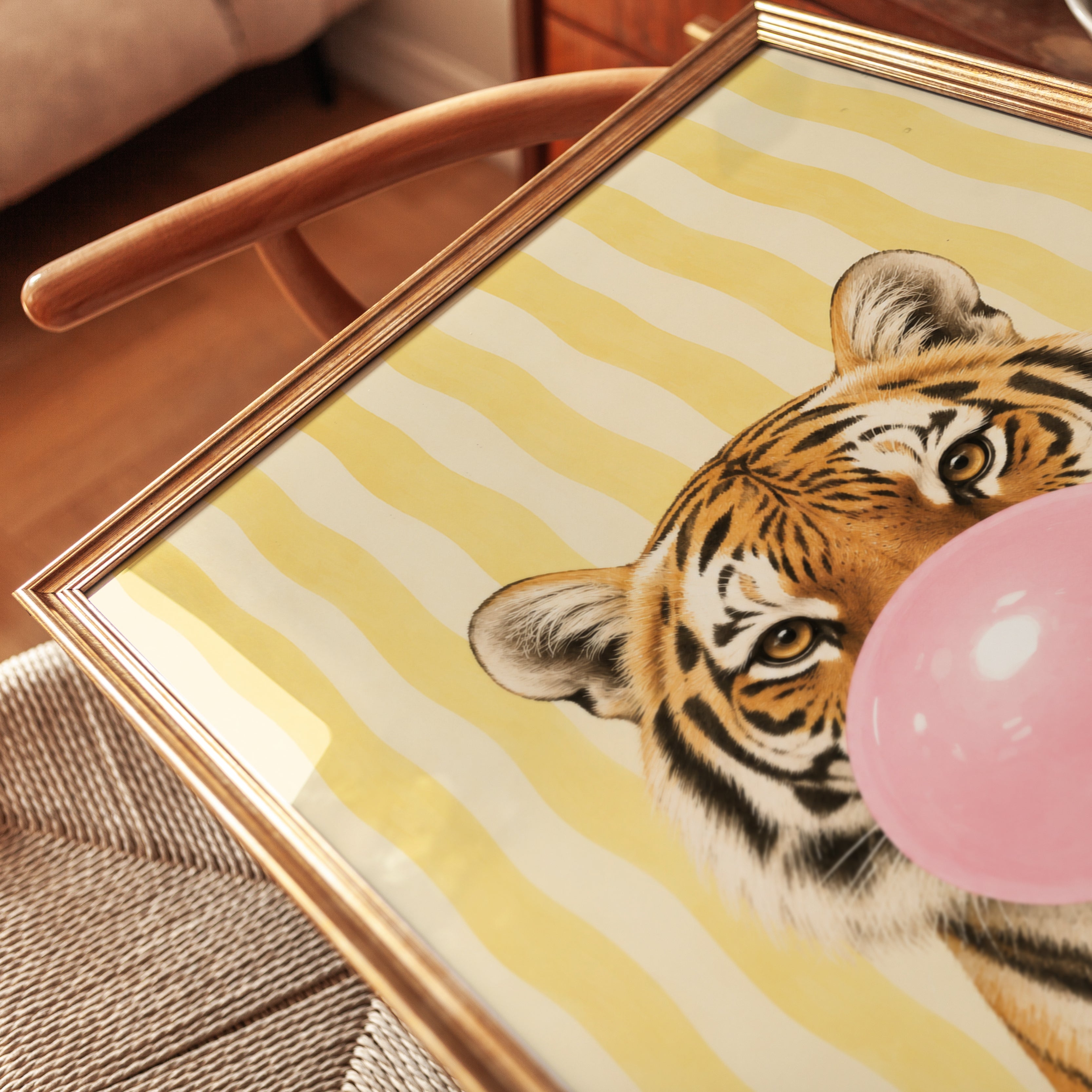 Tiger Bubble Gum Print – Animal Wall Art - detail
