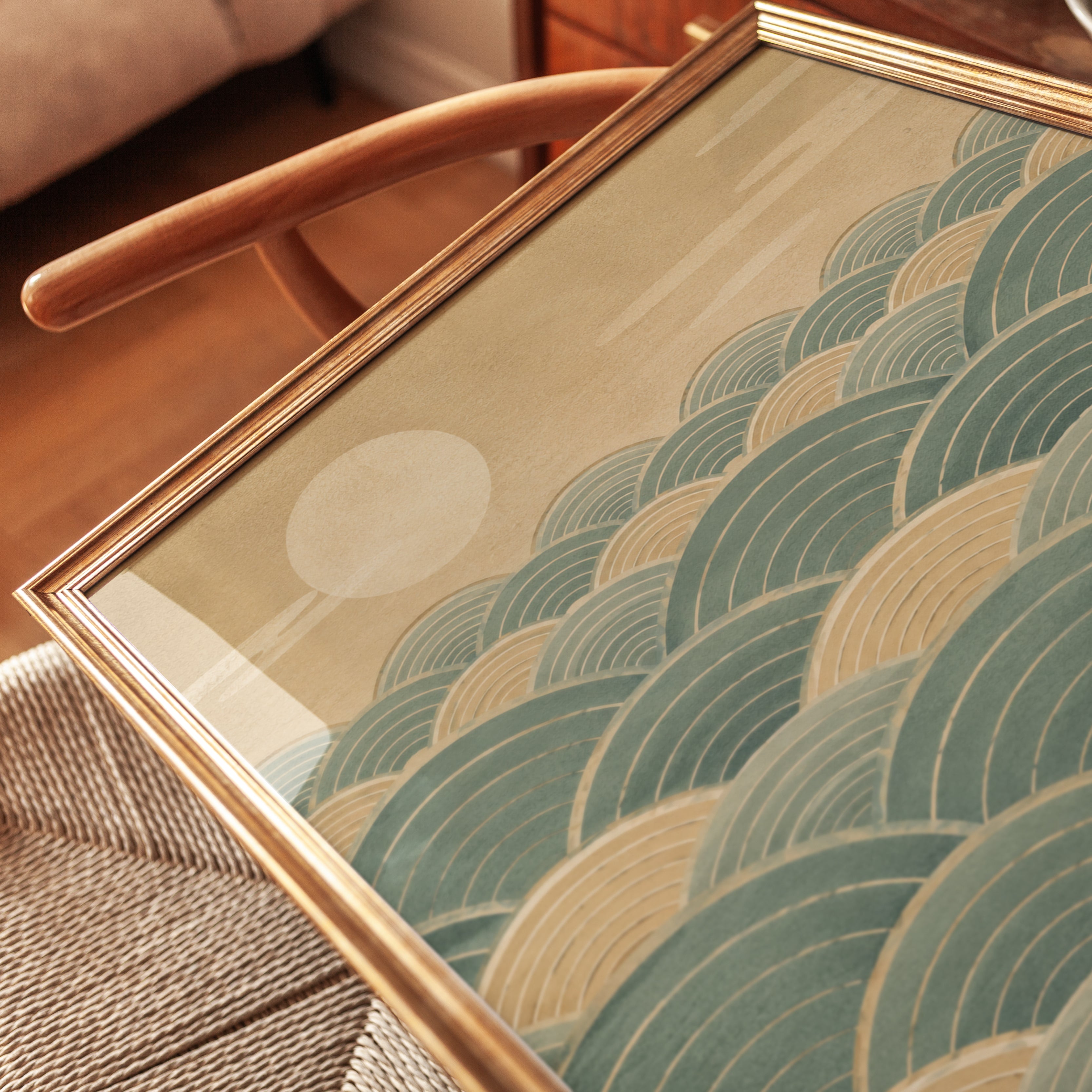 Seigaiha Wave Art Print: Minimalist Coastal Design - detail
