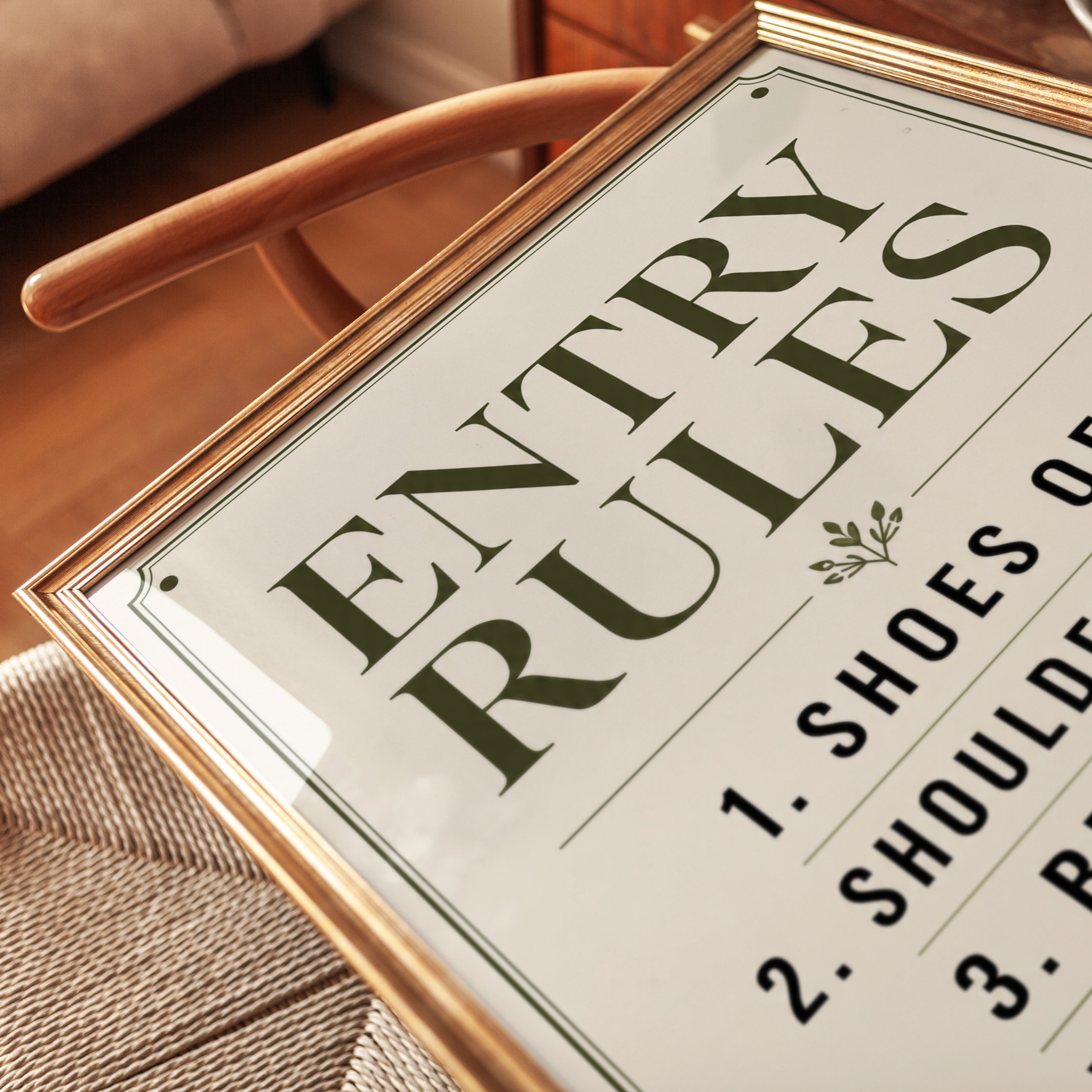 Entry Rules Sign Print – Entryway Wall Art - detail