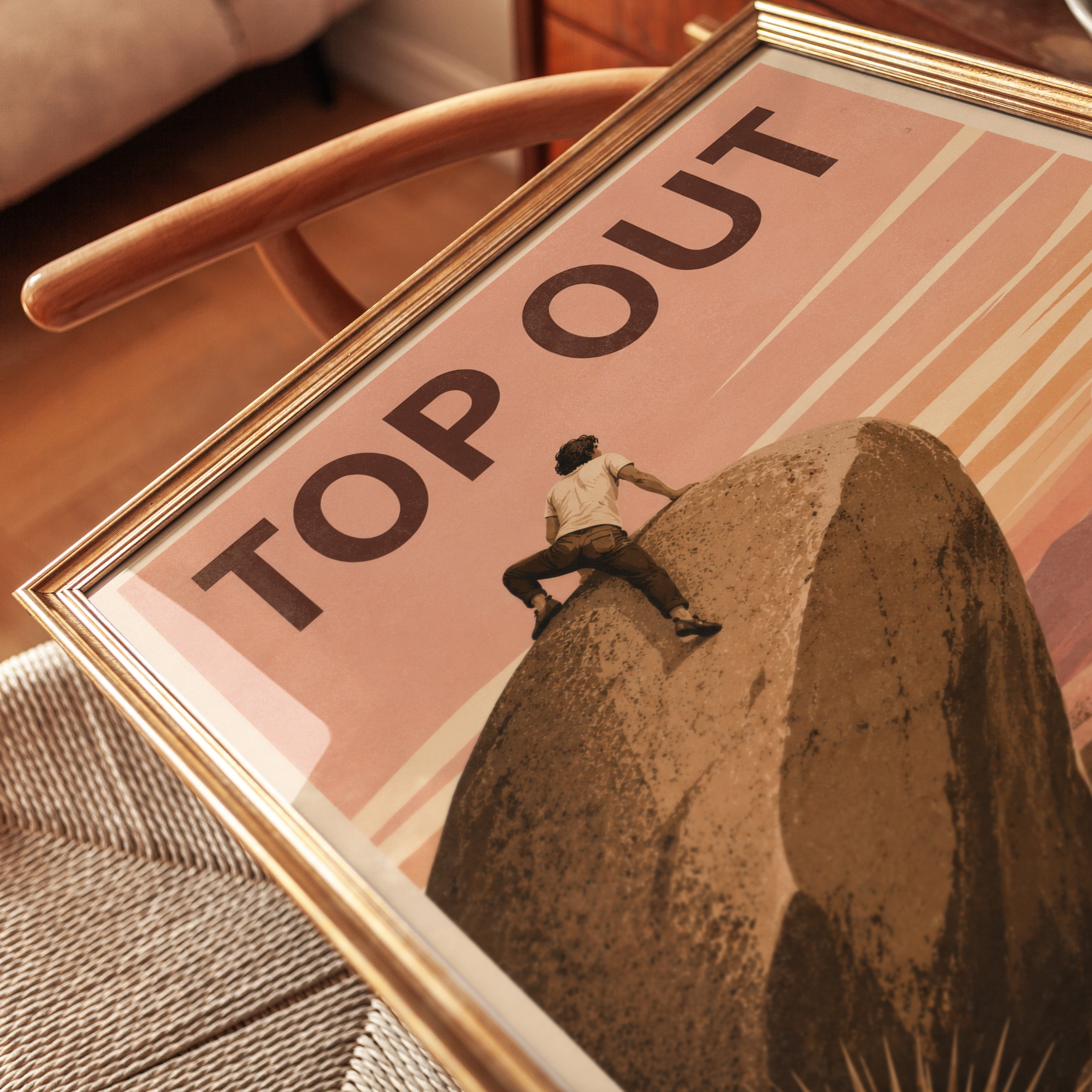 Motivational Rock Climbing Poster – Top Out Print - detail