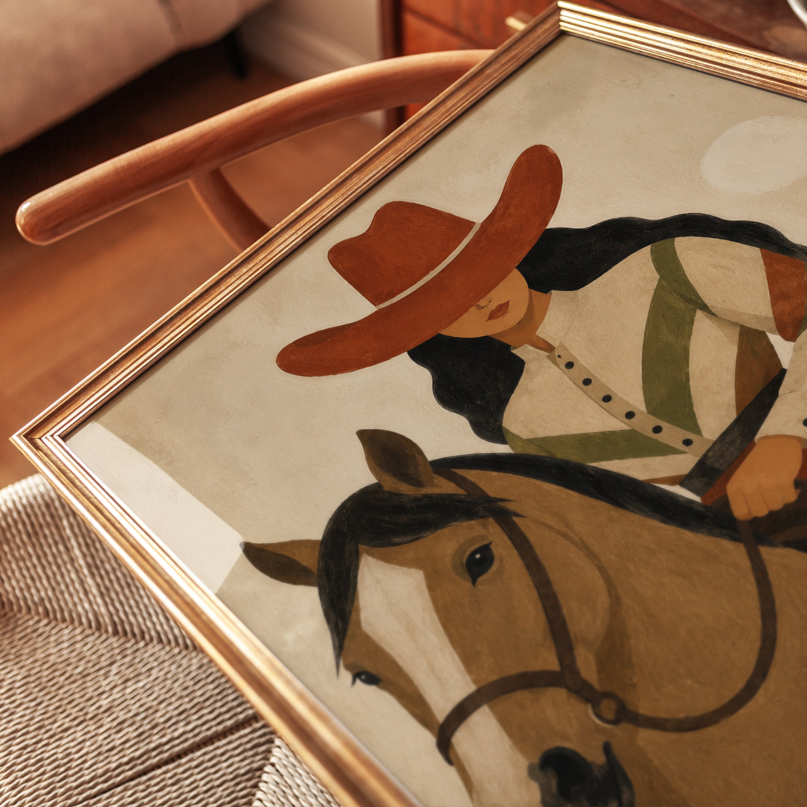 Cowgirl Horse Print – Western Wall Art - detail
