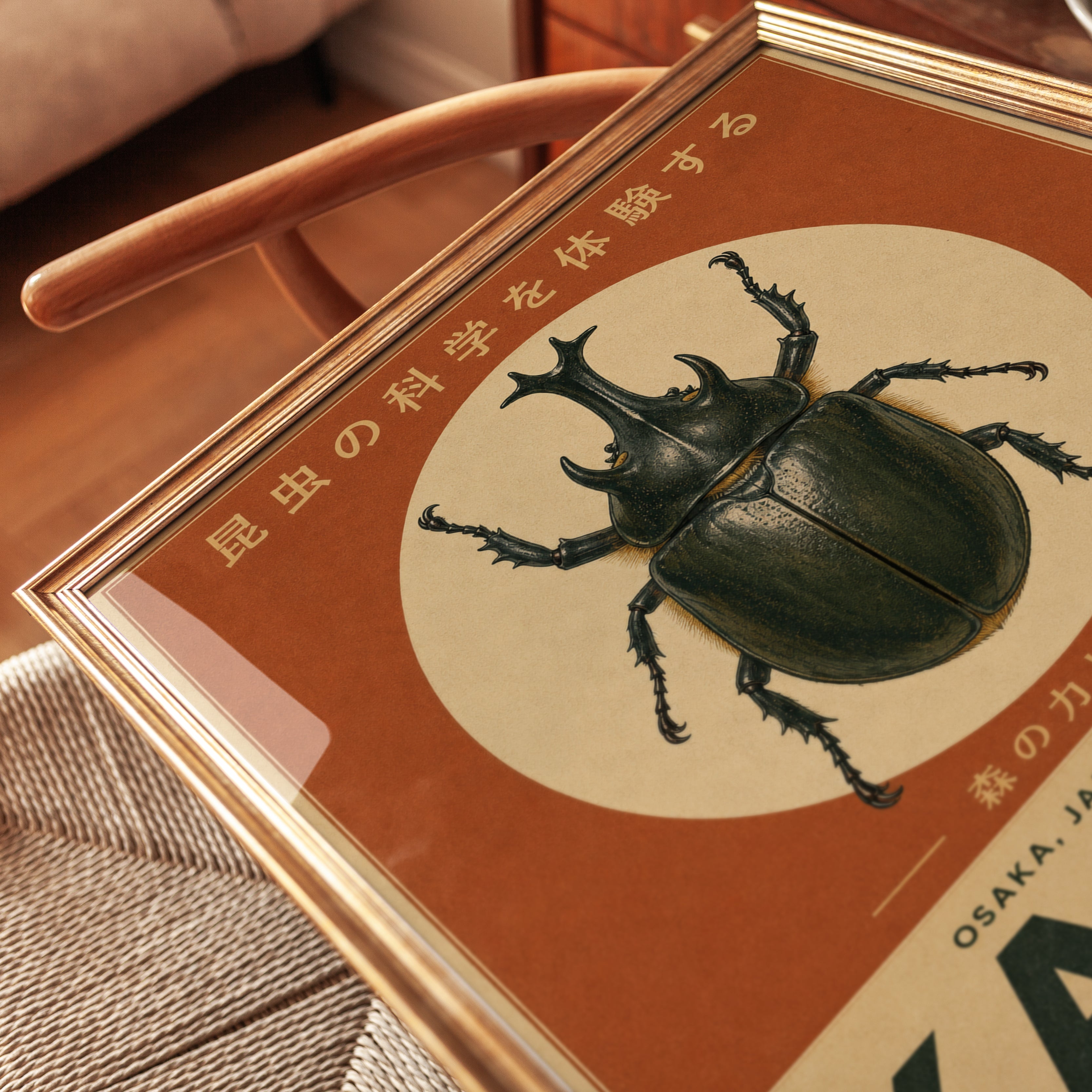 Beetle Wall Art – Japanese Insect Print - detail