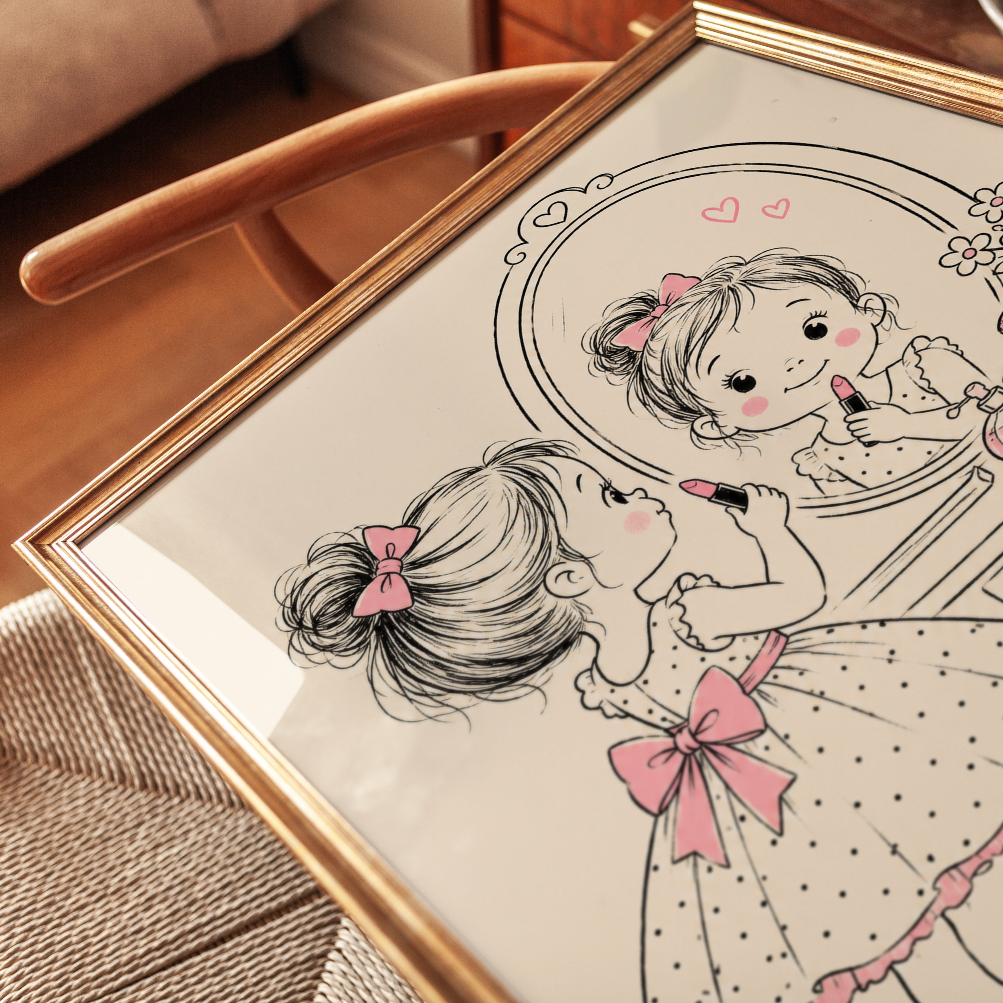 Girls Nursery Wall Art – Vanity Mirror Print - detail